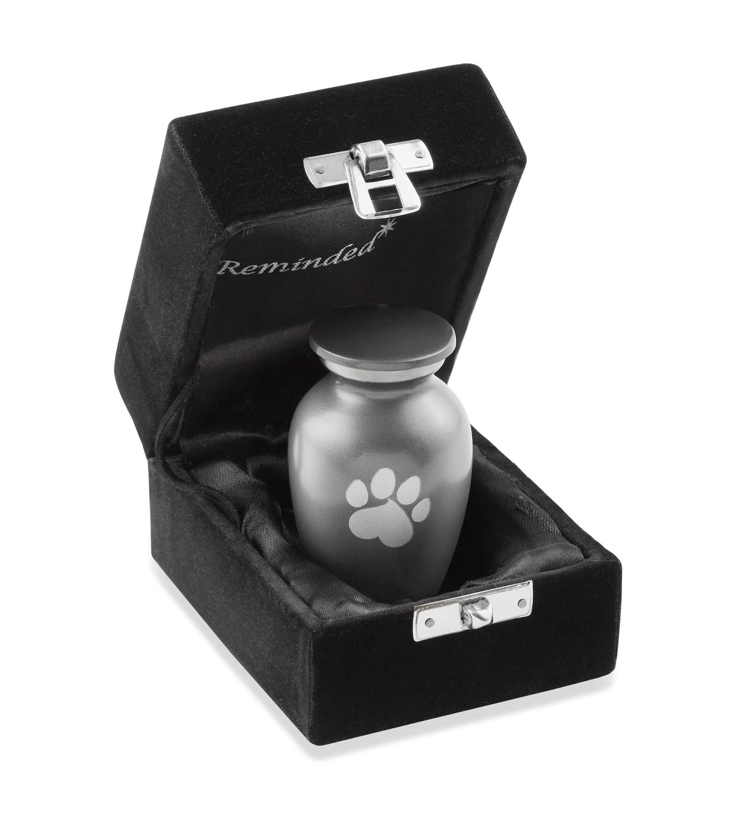 Reminded Pet Cremation Urn - Memorial Paw Print X-Small Gray - Dog & Cat Ashes - Buy Online on GoSupps.com