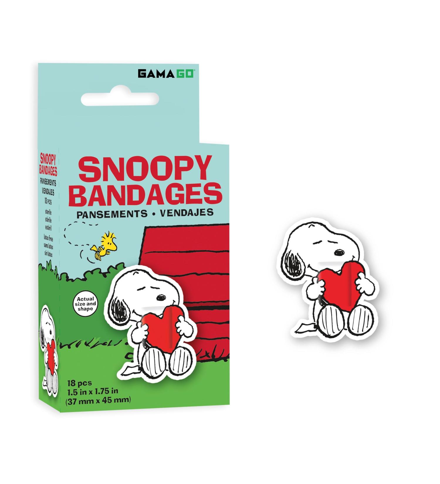 GAMAGO Peanuts Snoopy Adhesive Bandages - Set of 18 Sterile Latex-Free Funny First Aid Gifts - Shop Now - Buy Online on GoSupps.com