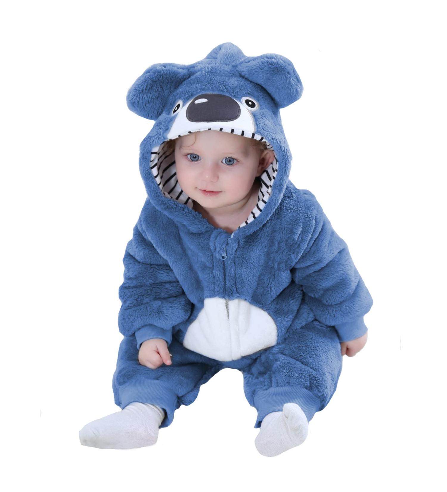 Doladola Unisex Baby Animal Romper - Spring/Autumn Flannel One Piece Pyjamas (12-18 Months, Bluekoala) - Buy Online on GoSupps.com