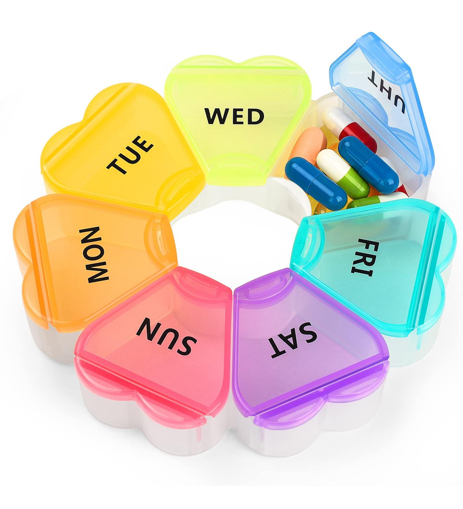 Cute Large Weekly Pill Organizer - 7 Day Travel Pill Box for Vitamins & Supplements - Buy Online on GoSupps.com
