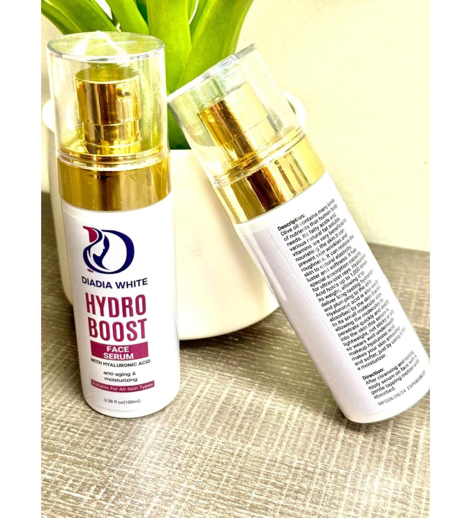 Diadia White Cosmetics Hydrating Hyaluronic Acid Face Serum with Vitamin E Glycerin Collagen Moisturizing Firming Nourishing Serum for All Skin Types Paraben-Free Sulfate-Free (30ml)