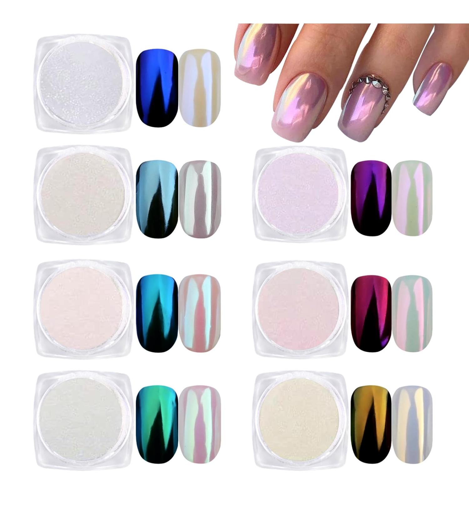 Shop 7 Colors Pearl Chrome Nail Powder - Iridescent Metallic Nail Art for Women & Girls - Buy Online on GoSupps.com