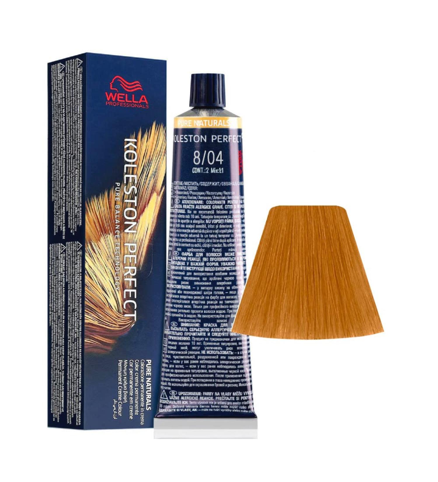 8/04 Light Blonde Natural Red Wella Koleston Perfect Pure Naturals 60ml Black 60 ml (Pack of 1)