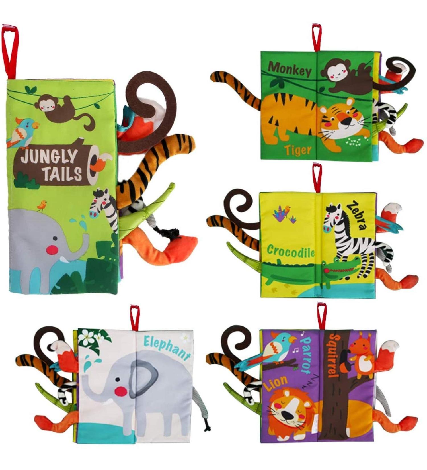 Beiens Baby Touch and Feel Crinkle Cloth Book - Early Development Interactive Toy for Infants, Toddlers - Jungle Tails Theme - Perfect Gift for Boys and Girls - Buy Online on GoSupps.com