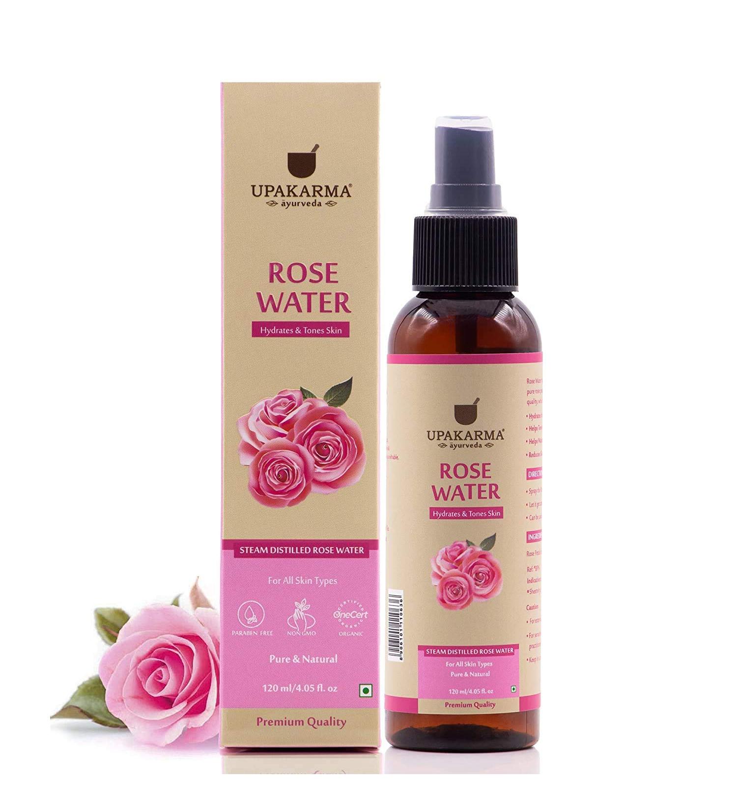 UPAKARMA Ayurveda Pure Natural Rose Water Spray for Face - 4.05 fl. Oz | Best Gulab Jal for Hydration & Skincare - Buy Online on GoSupps.com
