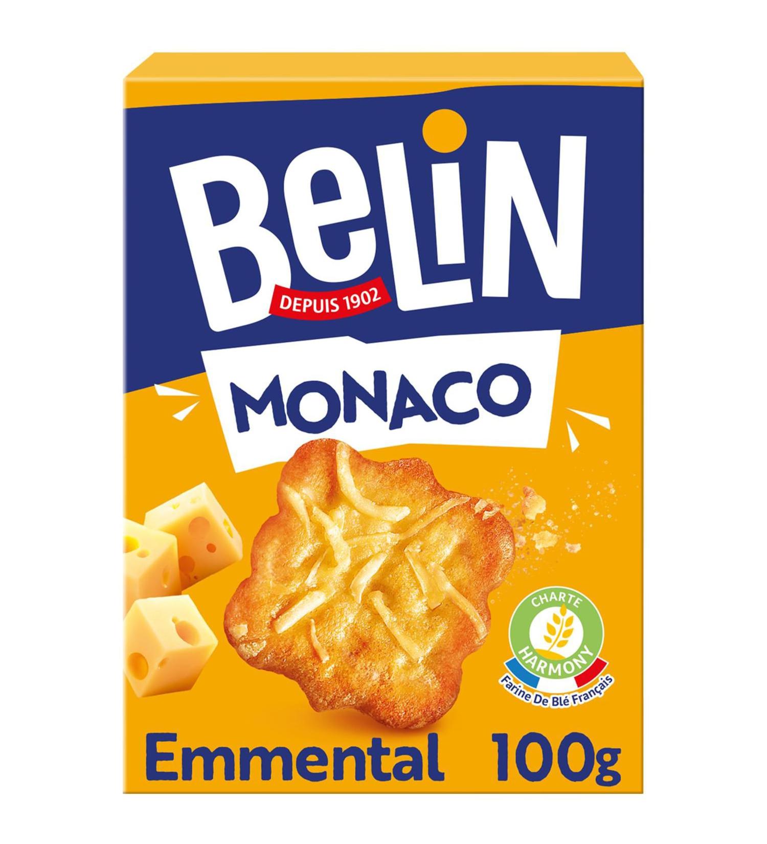 Belin Monaco Emmental Savory Crackers - Ideal for Aperitif - 8 Boxes x 100 g - Buy Online on GoSupps.com
