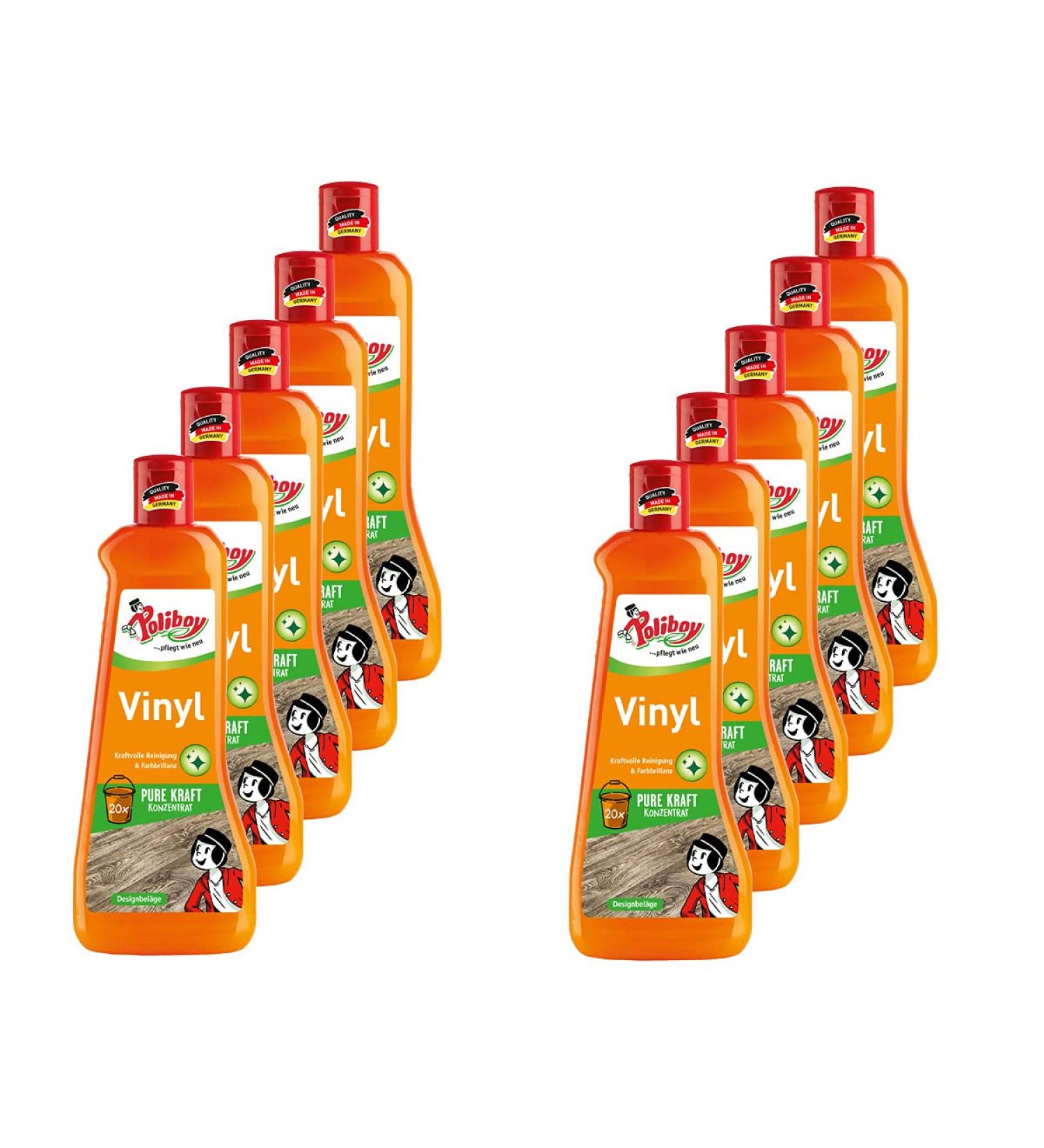 Poliboy - Vinyl & Design Belage Care - For powerful cleaning of plastic floors - Floor care - 10x500 ml (5 liters) - Made in Germany Vinyl + Design Belage care 5 l (1 Pack)