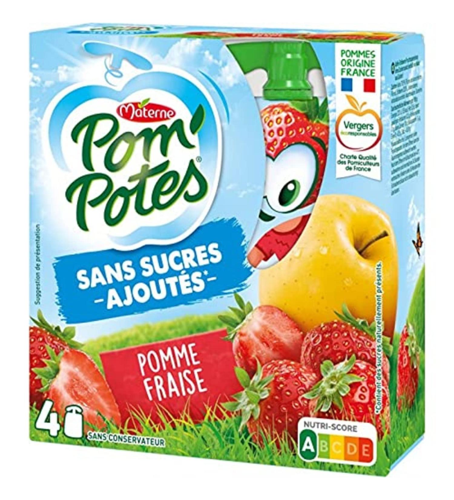 Materne Specialty of apple/strawberry fruits, no added sugars - The 4 bottles of 90g