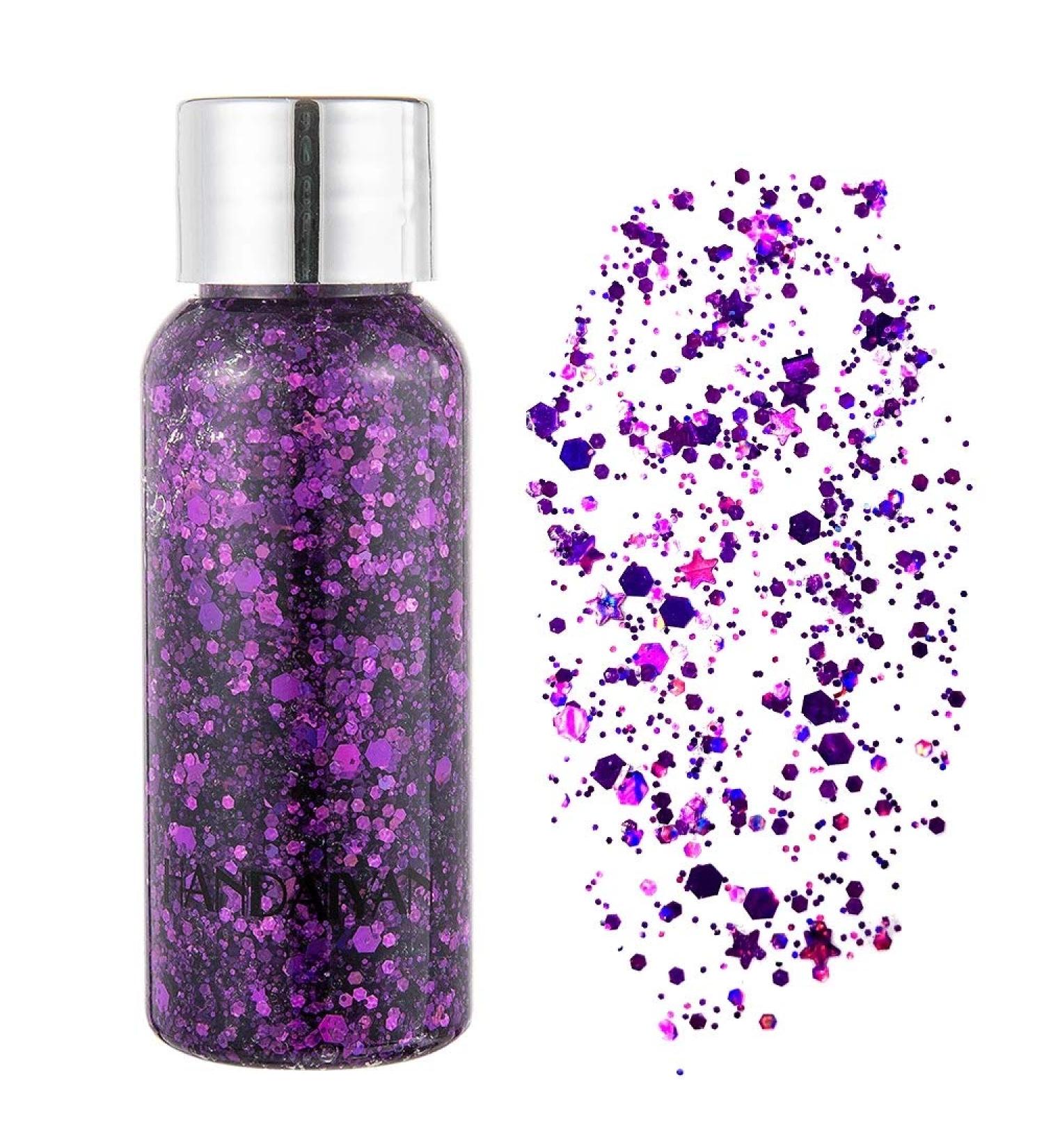 SEEWEE Body Glitter Gel - Mermaid Scale Sequins Long Lasting Sparkling Cream for Eyes, Lips, Nails, and Hair - Purple Glitter for Festival Party Makeup - Buy Online on GoSupps.com
