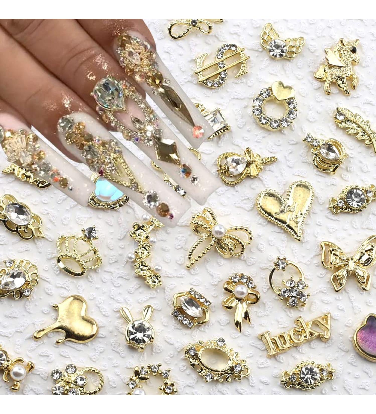 30 Luxury Gold Nail Charms - 3D Zircon Flower Butterfly & Snake Nail Art Accessories for Stunning Manicures - Buy Online on GoSupps.com