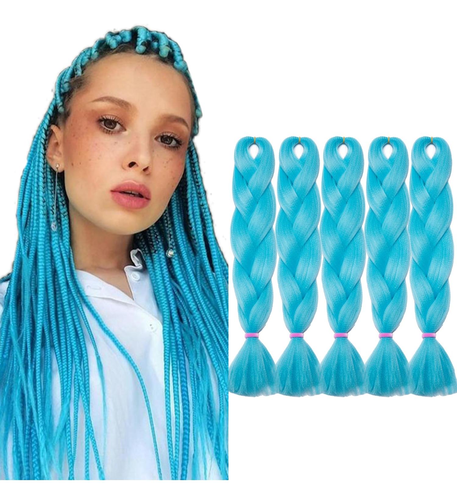 Tess Braids Extensions Blue 60 cm - 5 Pack Jumbo Kanecalon Hair Extensions for Box Braids | 100g Bundle - Buy Online on GoSupps.com