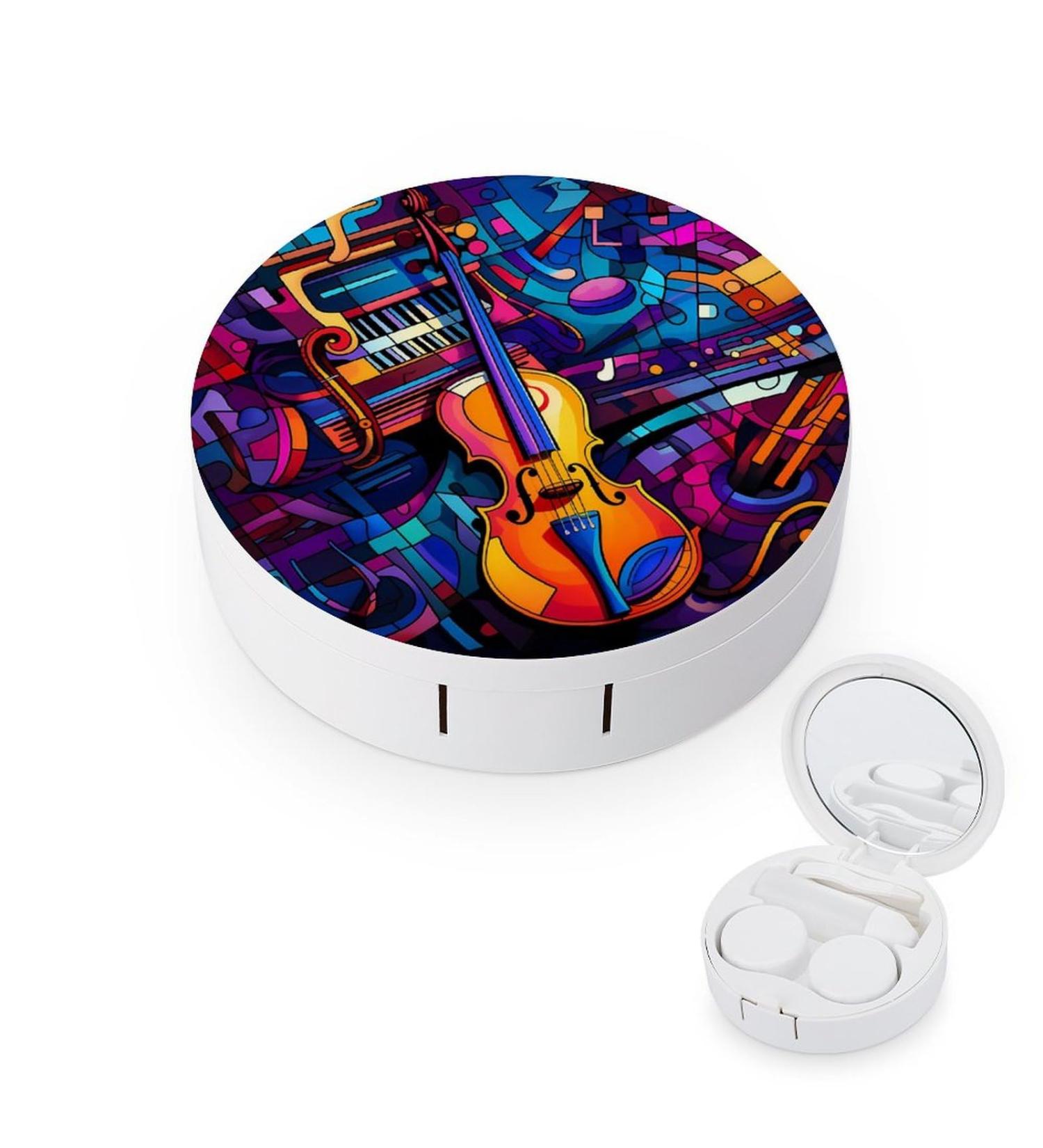 Abstract Violin Music Contact Lens Case with Mirror - Portable & Cute Travel Kit for Eye Care - Buy Online on GoSupps.com