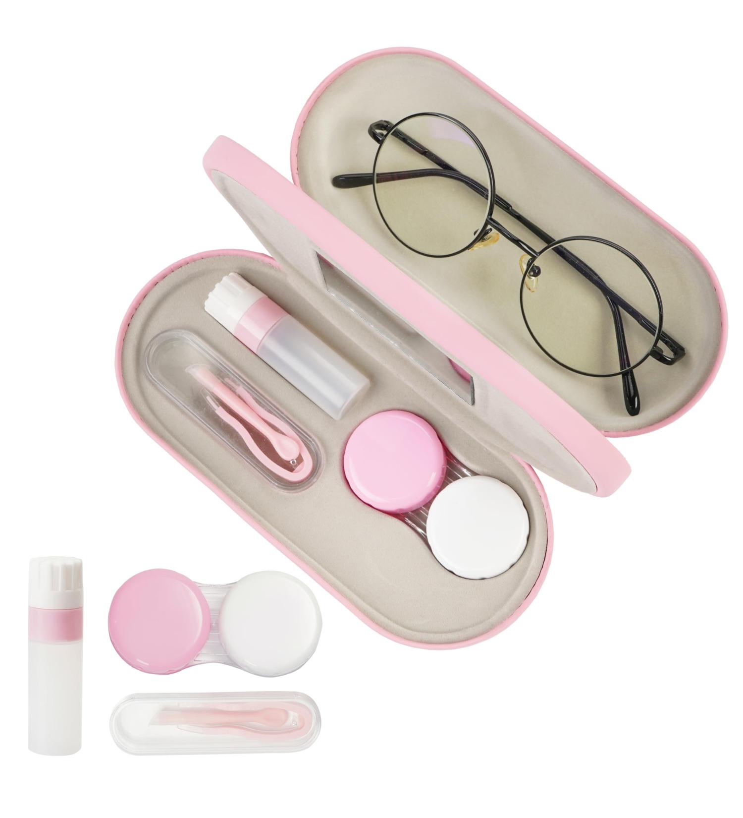 Buy E-Pink Double Sided Eyeglass & Contact Lens Case - 2 in 1 Portable Durable & Multifunctional for International Shipping - Buy Online on GoSupps.com