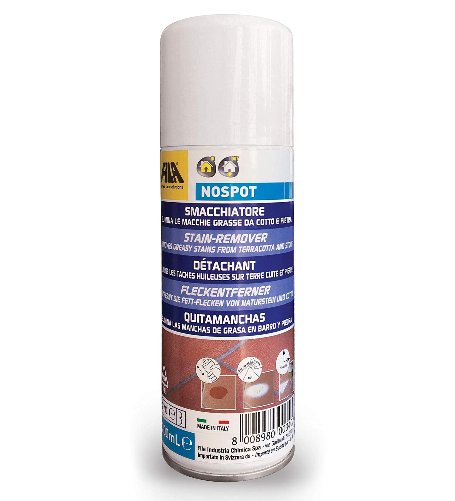 FILA Surface Care Solutions Nospot Stain Remover Spray for Greasy and Oily Spots Ideal for Cooked Klinker Stone Granite Cement etc. White 200 ml - Buy Online on GoSupps.com