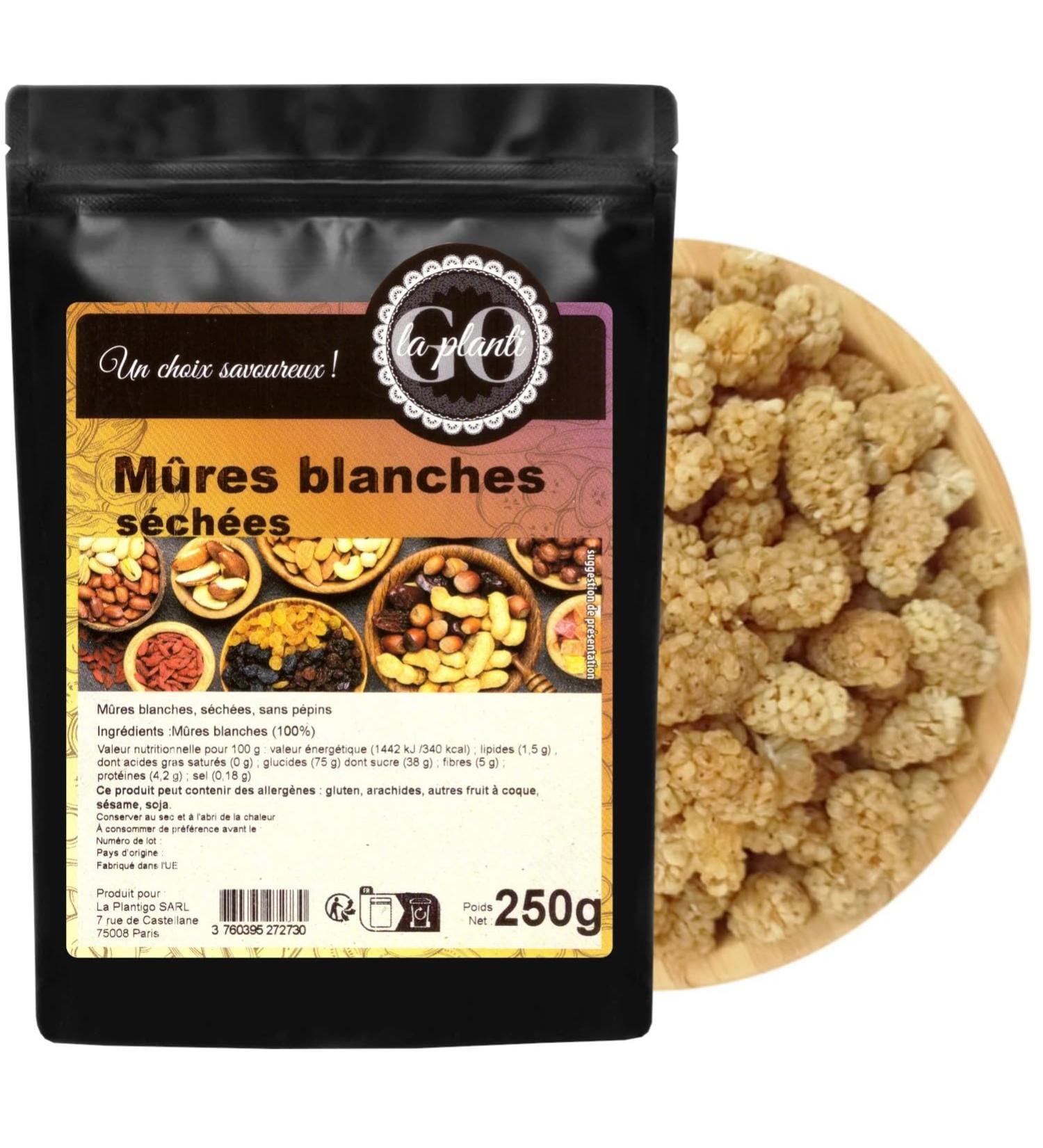  LA PLANTIGO Dried seedless white mulberries 250g - LA PLANTIGO - Buy Online on GoSupps.com