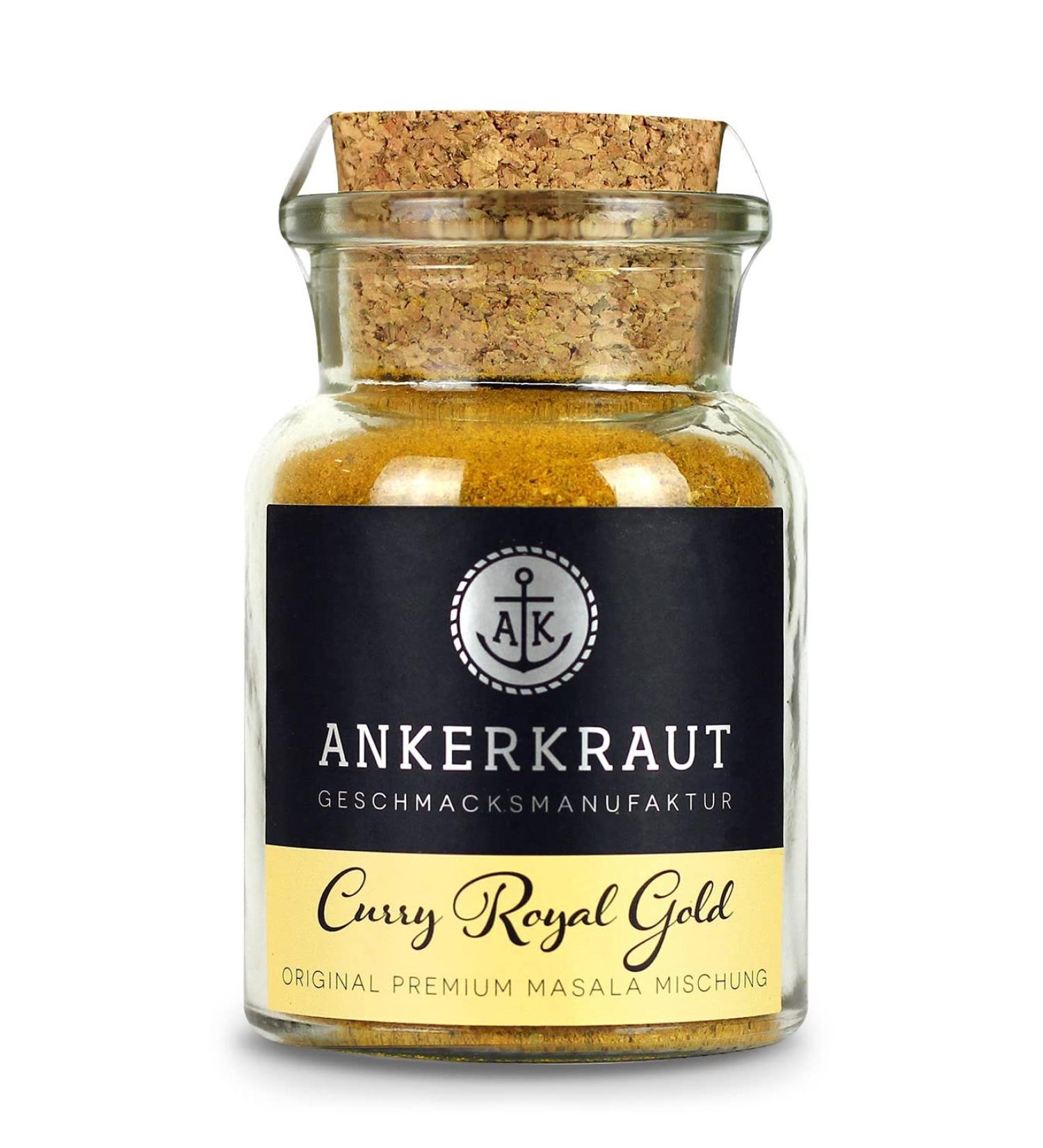 Anchor Herb Curry Royal Gold - Fresh Fruity Curry Powder for Meat Fish & Vegetables | 80g in Cork Glass - Buy Online on GoSupps.com