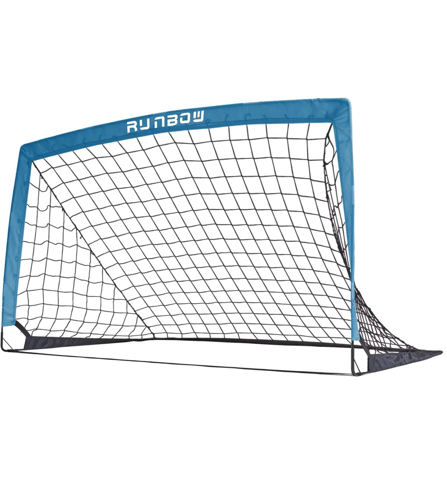 RUNBOW 5x3 ft Portable Kids Soccer Goal for Backyard Small Children Pop Up Soccer Goal Net Set of 2 with Portable Carrying Case Blue 5x3FT 1 Pack - Buy Online on GoSupps.com