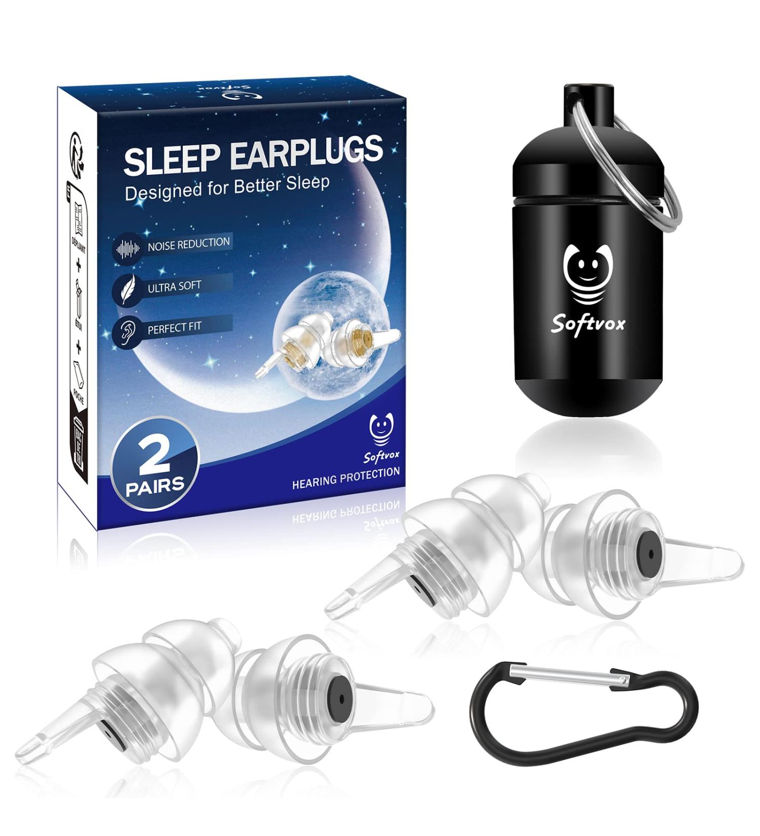 2 Pairs Small Reusable Silicone Ear Plugs for Sleeping, Travel, Concerts - Noise Reduction & Sound Blocking for Men, Women, Kids - Black - Buy Online on GoSupps.com