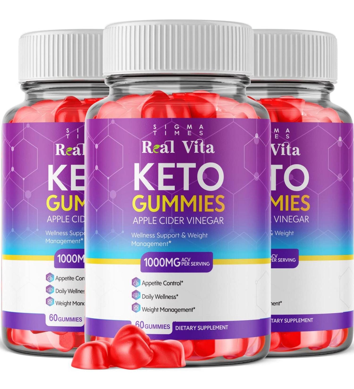 Real Vita Keto Gummies for Weight Loss Support - ACV & Organic Ingredients - 180 Gummies - Buy Online on GoSupps.com