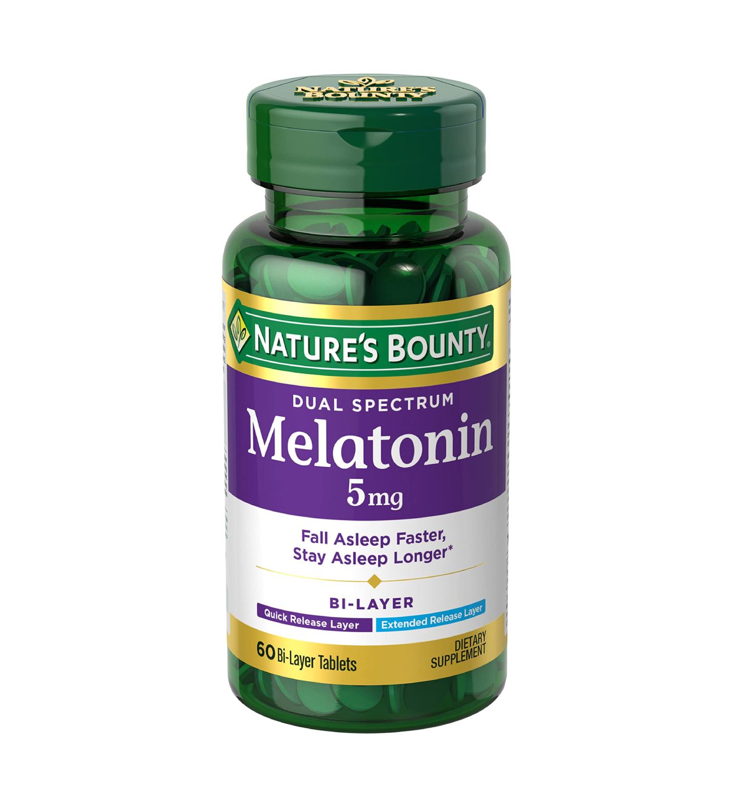 Nature's Bounty Dual Spectrum Melatonin 5mg | 60 Bi-Layer Sleep Tablets - Buy Online on GoSupps.com
