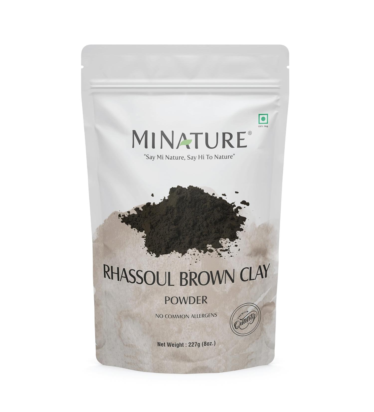 Rhassoul Brown Clay powder by mi nature | 227g(8oz) | Rhassoul clay | Ghassoul Clay |Face Mask Cleansing Detoxifying | Hair Mask removes excess oil from Hair conditioning |Exfoliant |Vegan - Buy Online on GoSupps.com