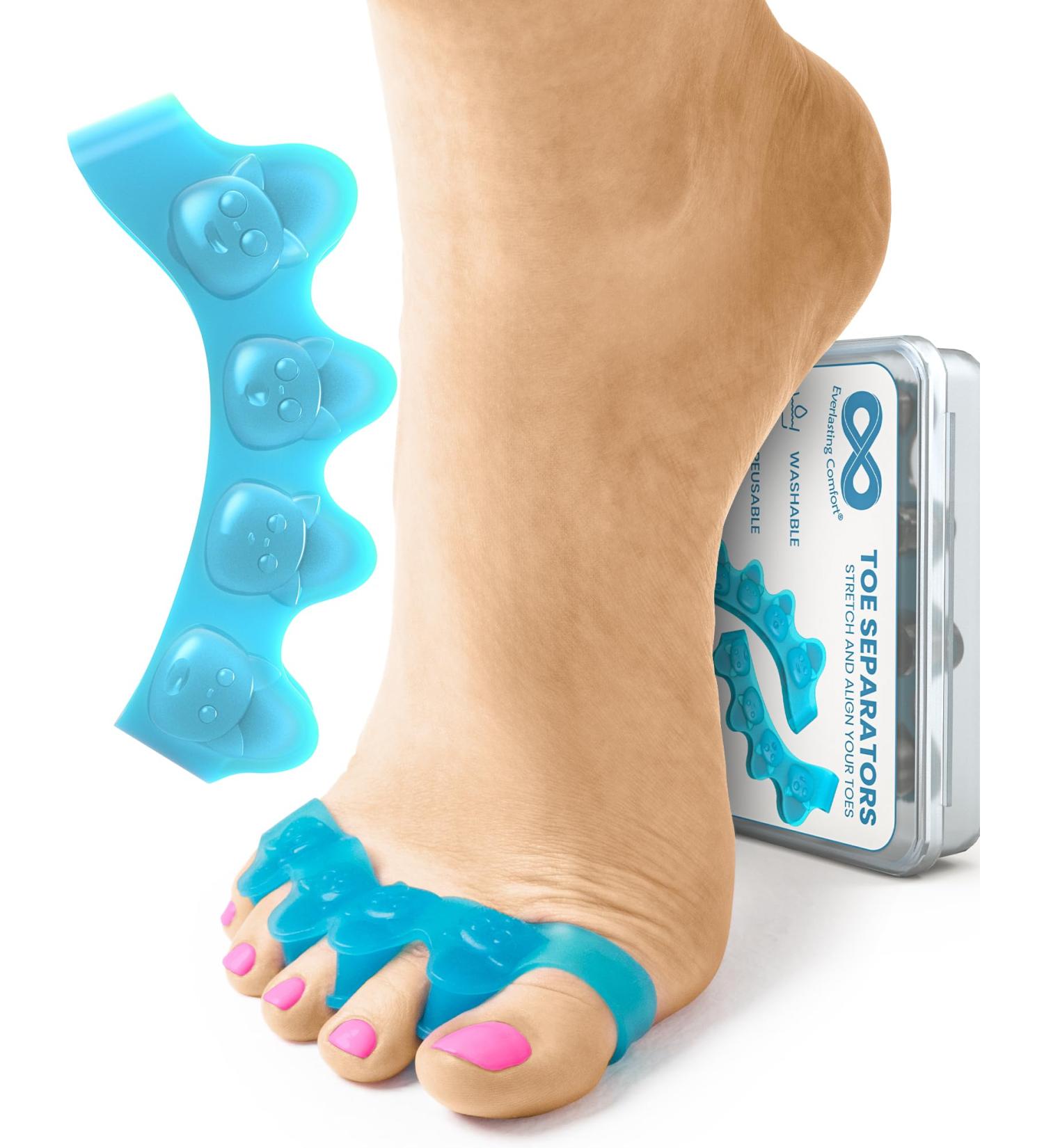 Everlasting Comfort Silicone Gel Toe Spacers - Pain Relief & Bunion Corrector for Men & Women Comfortable & Supportive Ideal for Yoga - Sizes 5-12 Blue - Buy Online on GoSupps.com