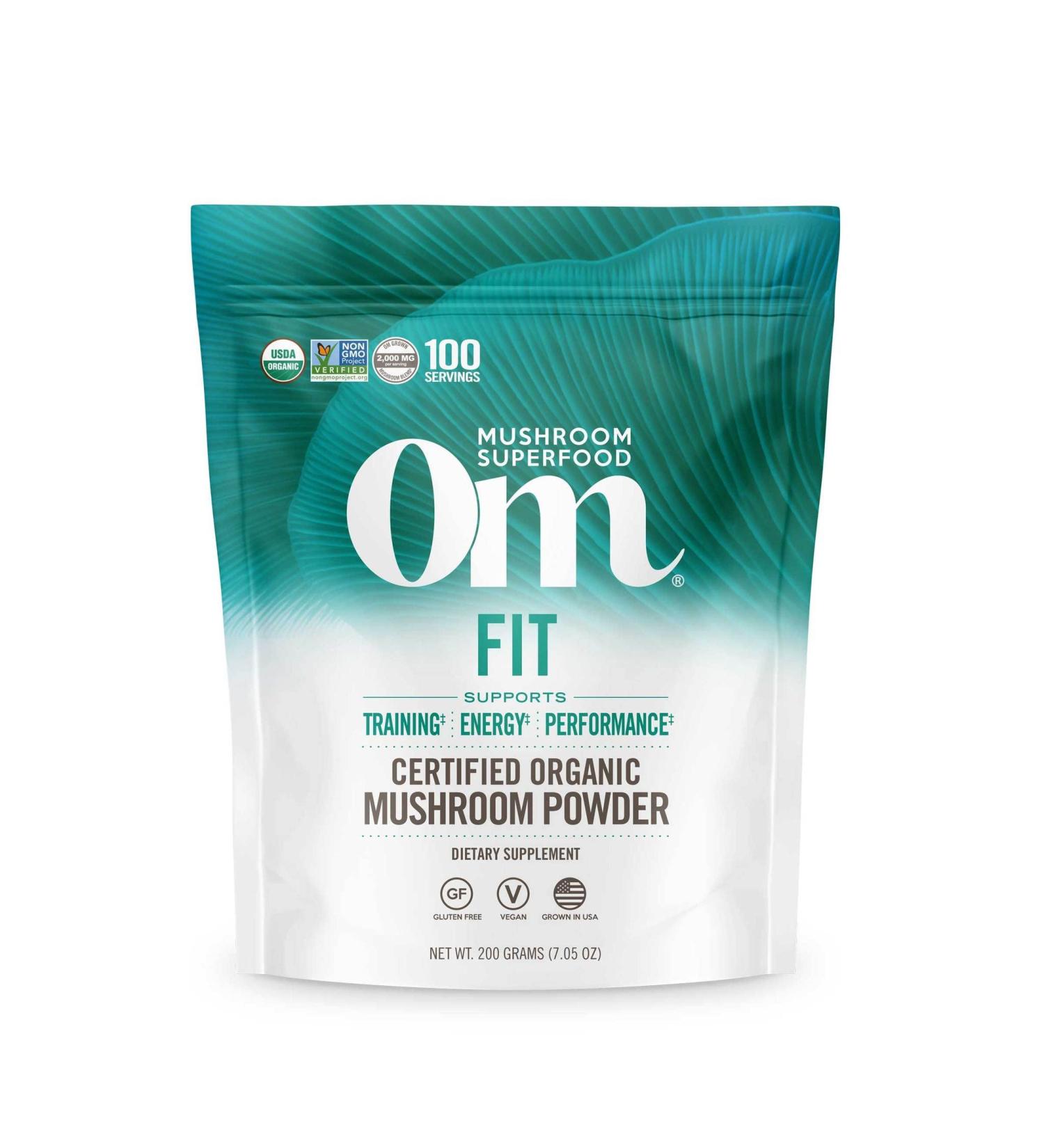 Om Mushrooms Fit Certified Organic Mushroom Powder - 7.05 oz (200g) | 100% Pure Superfood - Buy Online on GoSupps.com