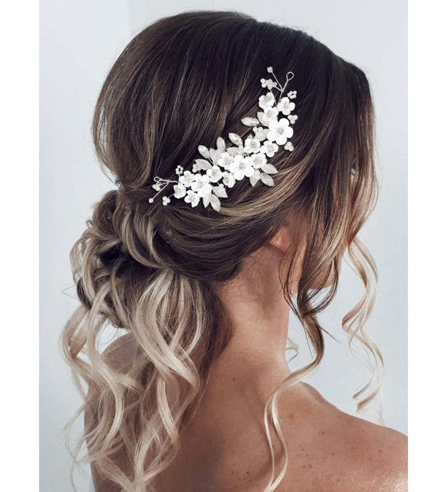Brishow Silver Flower Bridal Hair Vine - Wedding Hair Accessories for Women and Girls - Buy Online on GoSupps.com