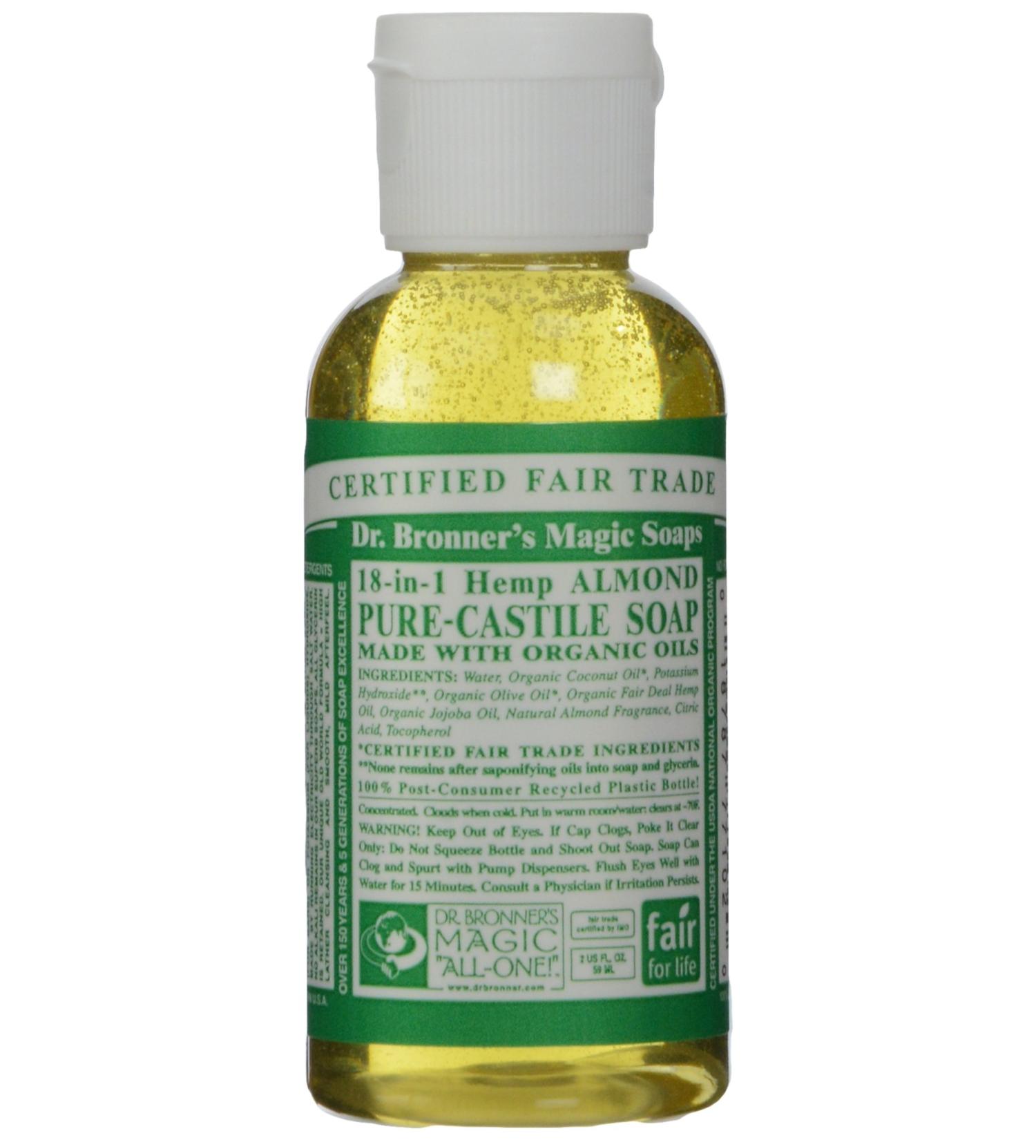 Dr Bronner Organic Almond Castile Liquid Soap 59 ml - Natural Gentle Cleanser | Premium Quality by Dr. Bronner - Buy Online on GoSupps.com