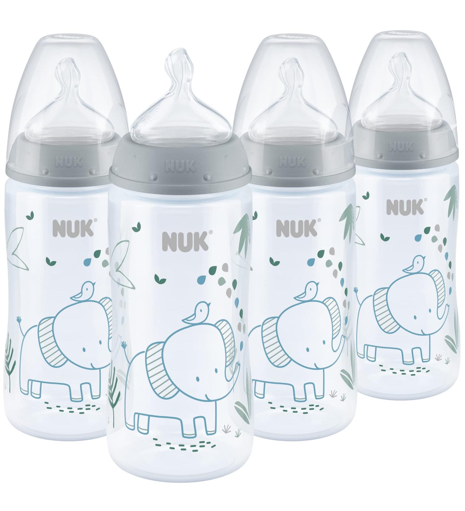 NUK Smooth Flow Anti-Colic Baby Bottle 10 oz - 4 Pack Elephant Gray - Buy Online on GoSupps.com