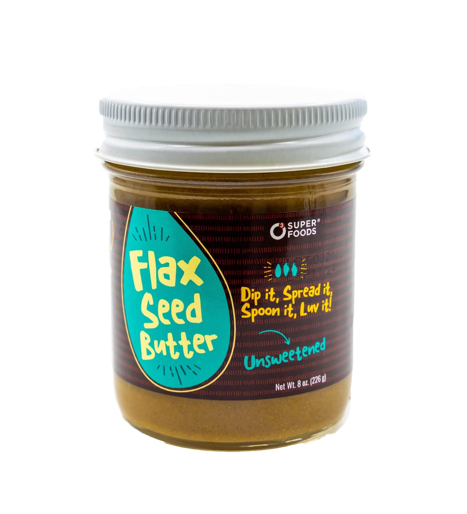 O3 Superfoods Stone Ground Flaxseed Butter | Nut-Free, Sugar-Free, Vegan, Plant-Based, Gluten-Free | High Protein, Fiber, Omega 3 | 8 Oz Jar - Buy Online on GoSupps.com