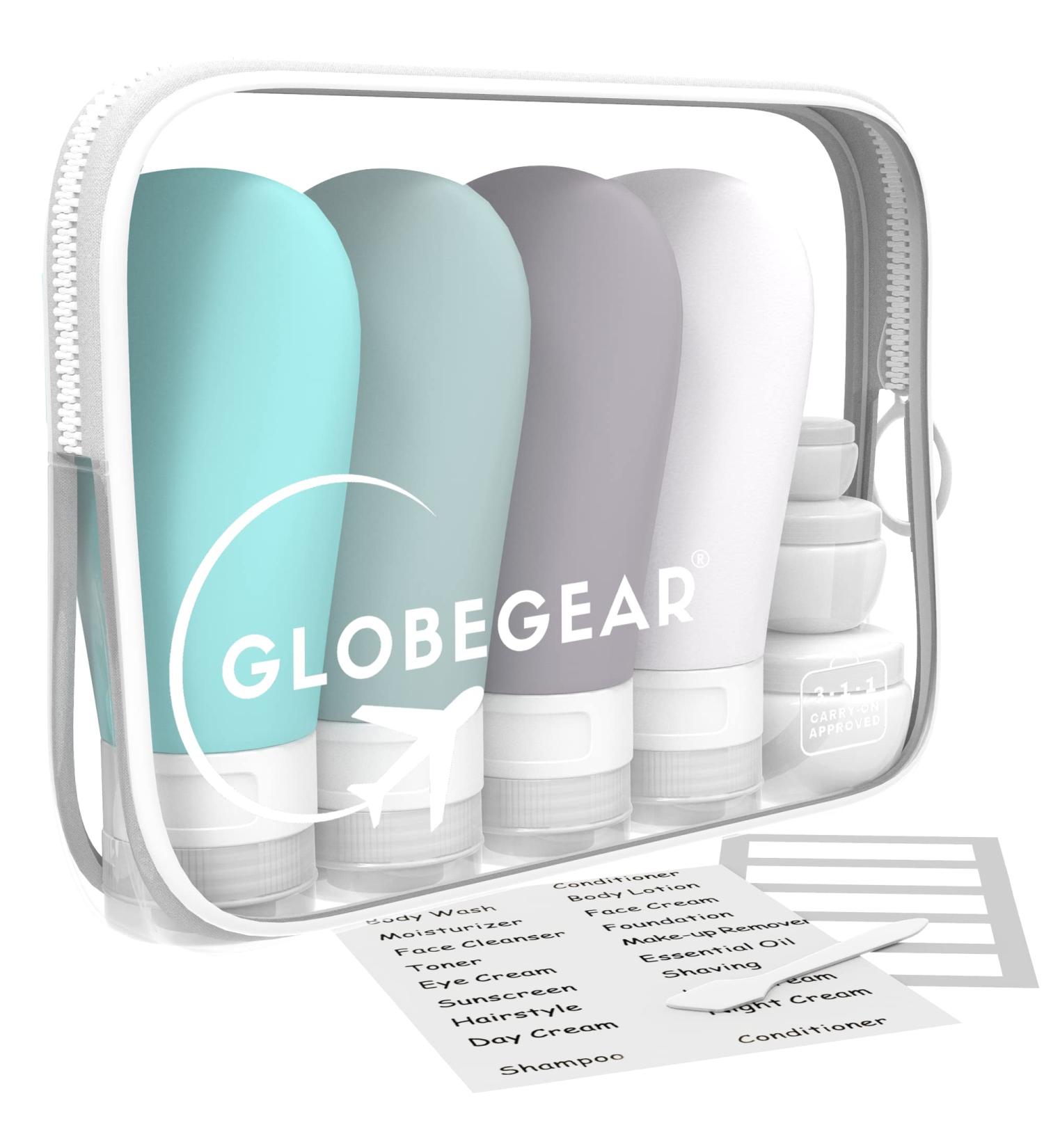 GLOBEGEAR Silicone Travel Bottles & TSA Approved Toiletry Bag Set - Vacation & Cruise Must Haves - Model GG3 - Buy Online on GoSupps.com