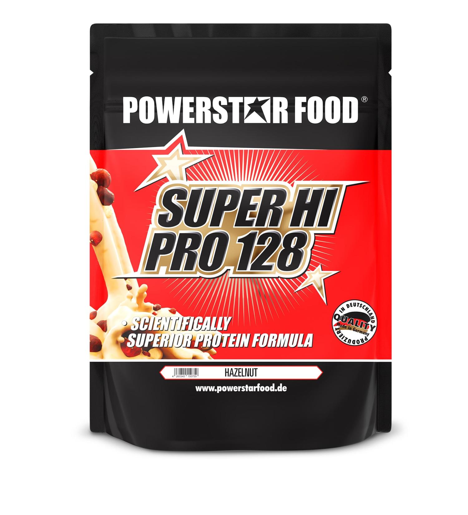 Powerstar Super Hi Pro 128 Hazelnut Protein Powder 1kg | 84% Protein | Low Carb Muscle Building Shake | Multi-Component Formula - Buy Online on GoSupps.com