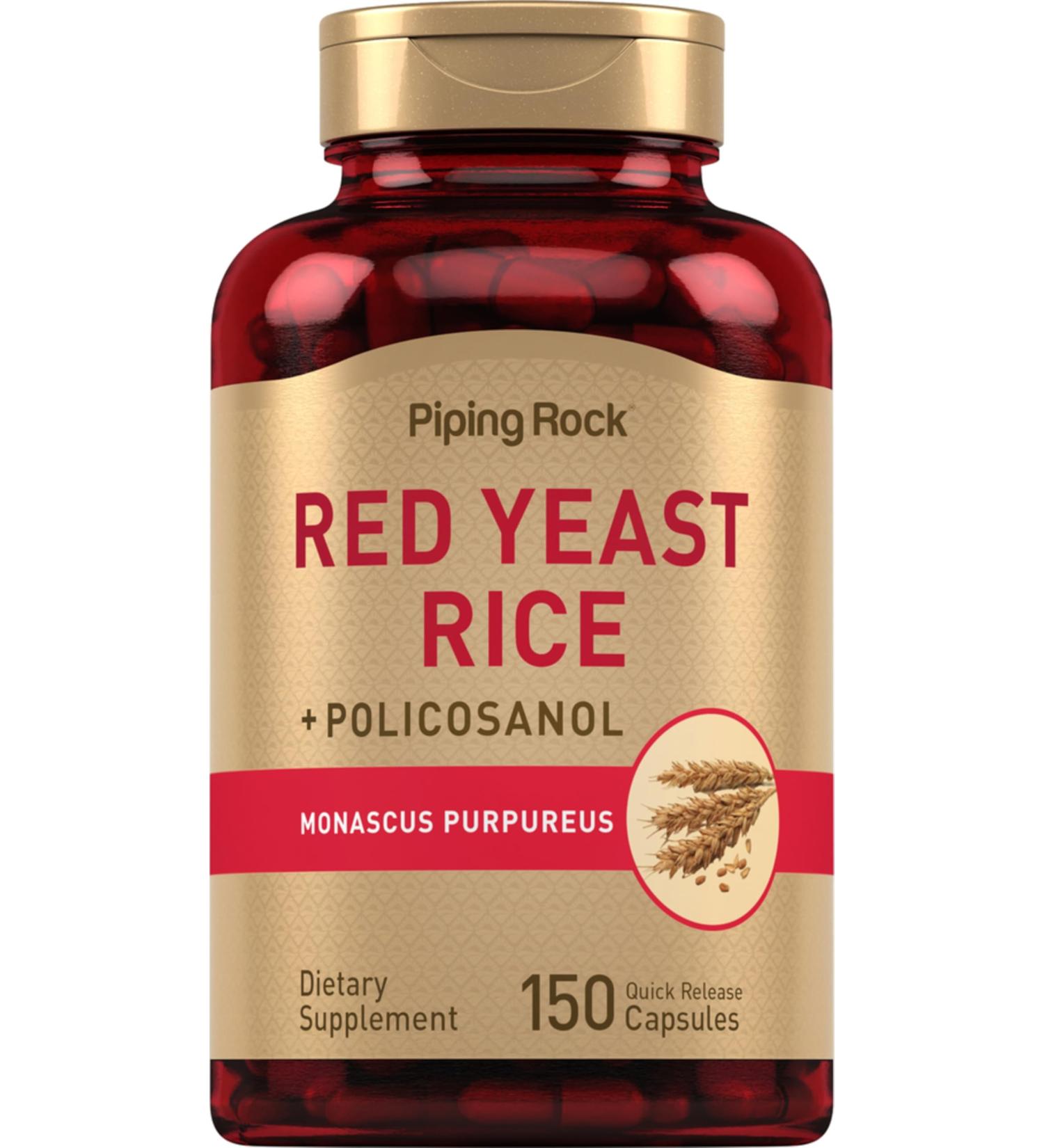 Piping Rock Red Yeast Rice 600 mg | 150 Capsules | with Policosanol | Non-GMO Gluten Free Supplement - Buy Online on GoSupps.com