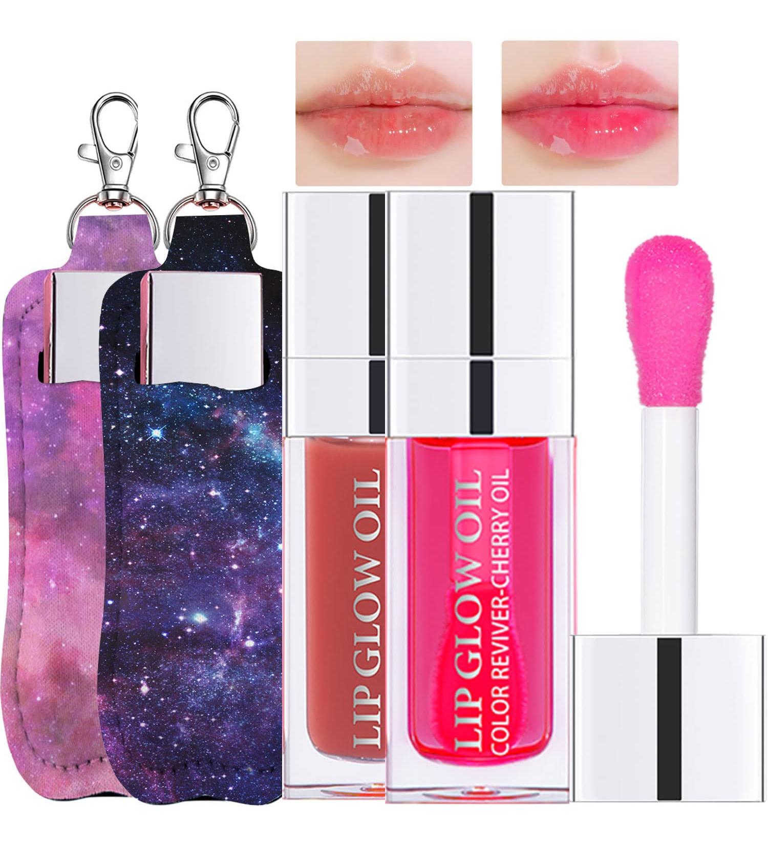 Amazfly Hydrating Lip Oil Plumping Lip Gloss Tinted Balm Care Long Lasting Nourishing Shine Primer Lip Tint - 12Rosewood & 15Cherry Red - Buy Online on GoSupps.com