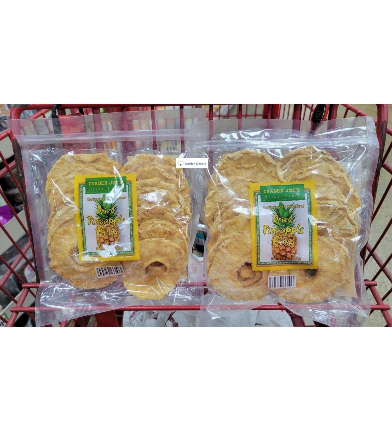 Trader Joes Dried Pineapple Rings Unsweetened & Unsulfured 8oz 227g (Two Bags)