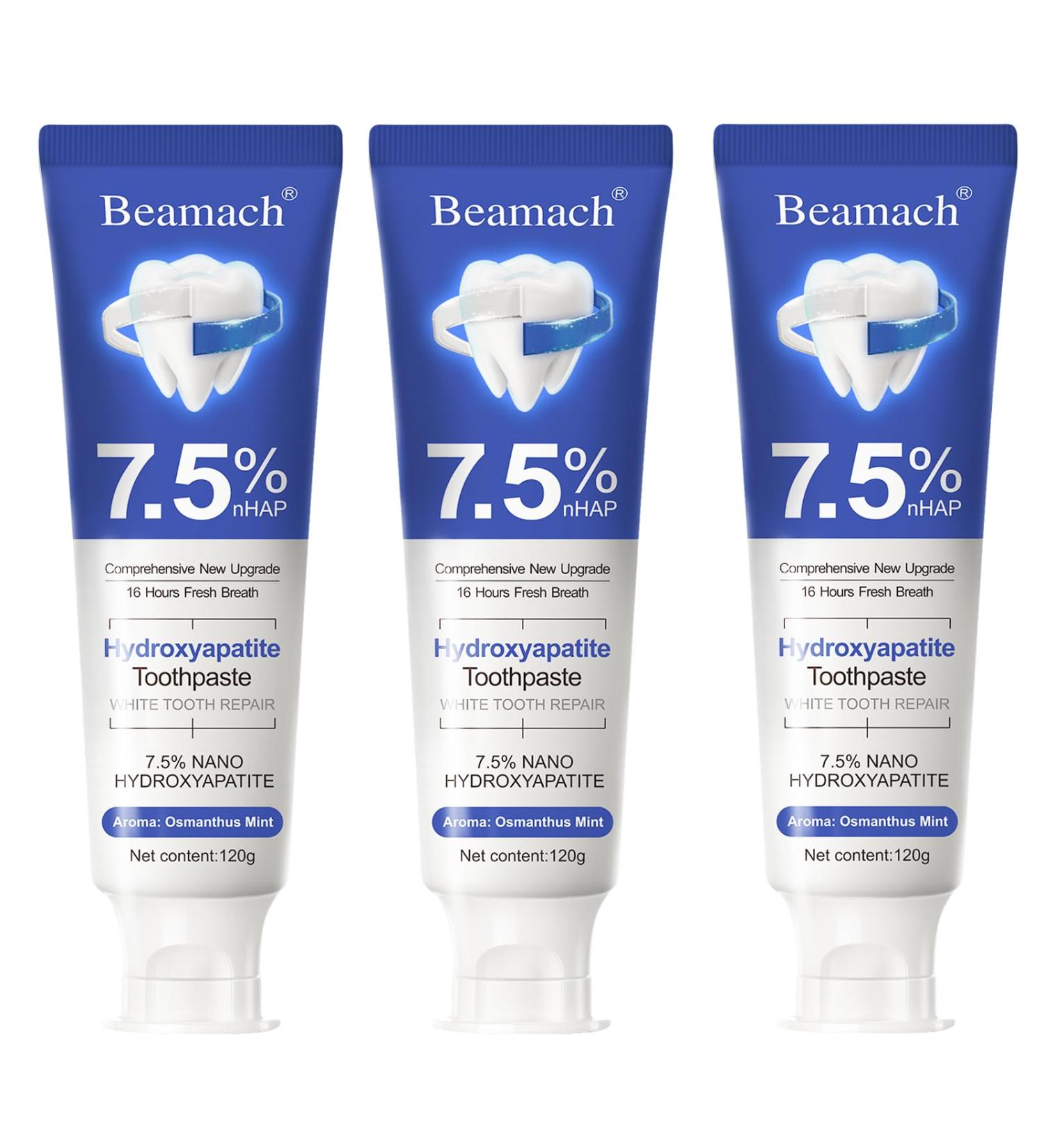 7.5% Hydroxyapatite Toothpaste Nano Hydroxyapatite Whitening Toothpaste for Enamel Protection & Tooth Strengthening Fluoride-Free Probiotic Formula with Gentle Mint Flavor & Fresh Breath (3) - Buy Online on GoSupps.com
