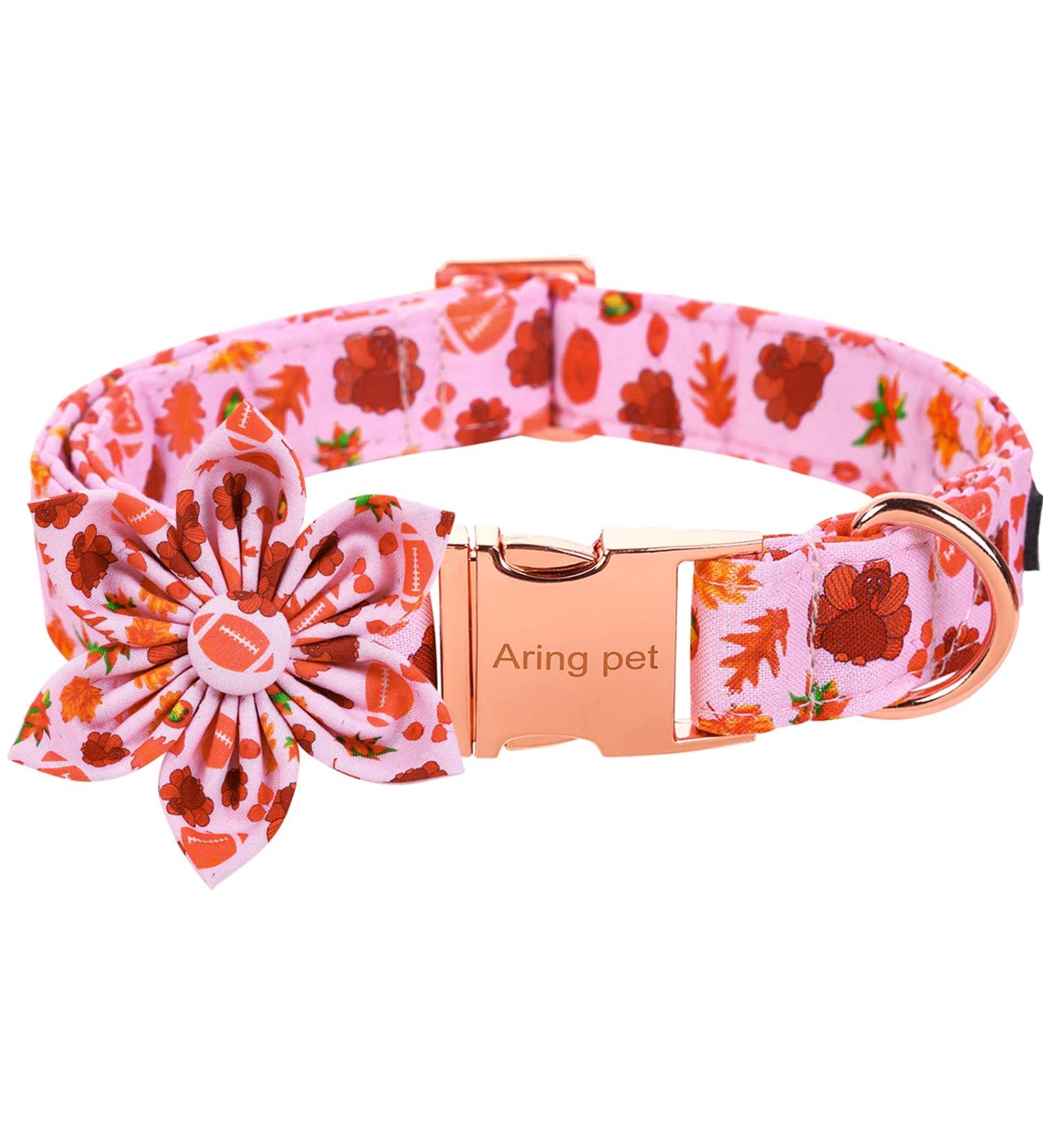 Shop Aring Pet Autumn Dog Collar - Cute Thanksgiving Cotton Collar with Flower & Maple Leaf Design - XS Rugby Collar for Dogs - Buy Online on GoSupps.com