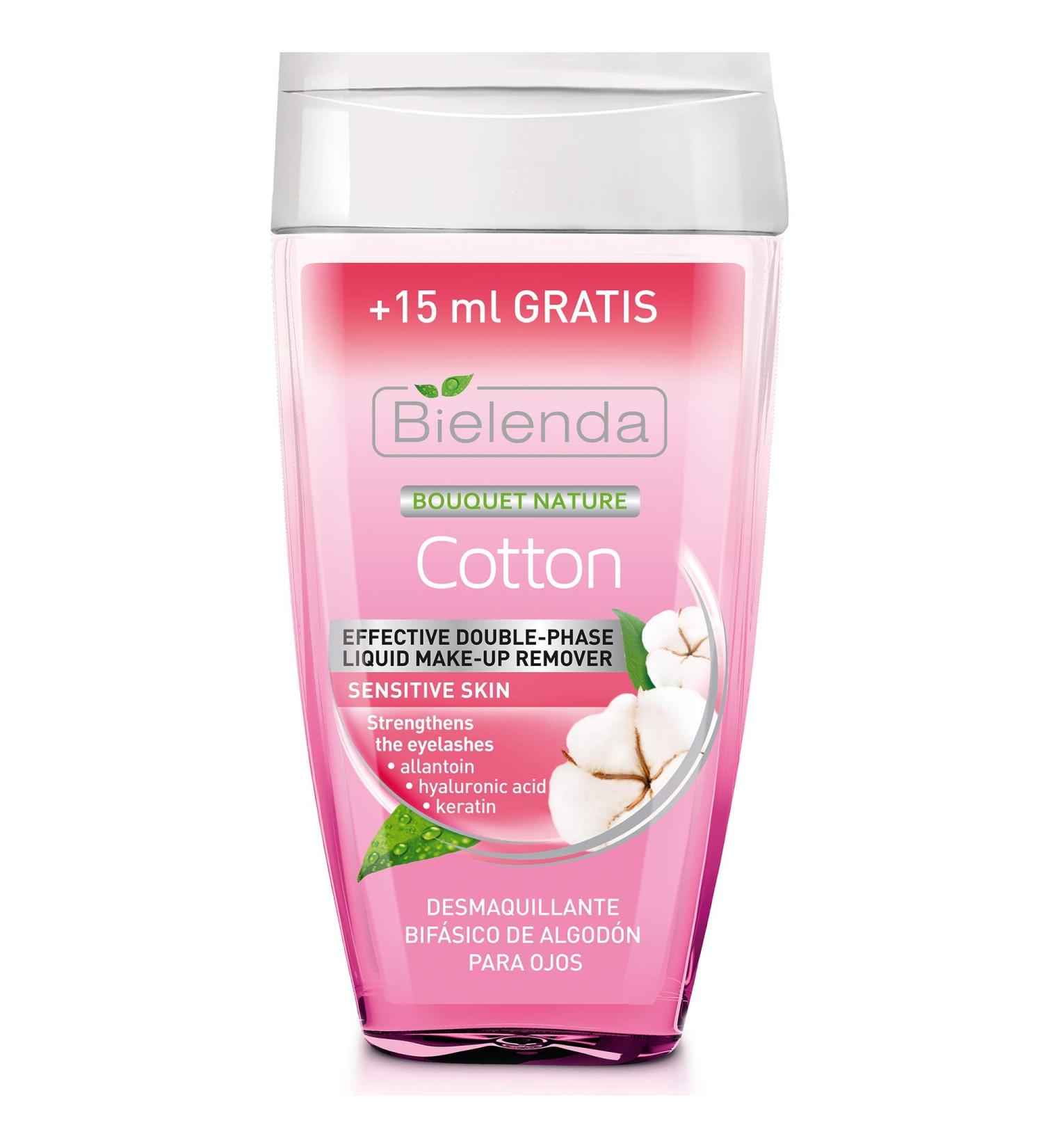 Bielenda BOUQUET NATURE - Soothes And Alleviates Irritation Removes Signs Of Eye Fatigue And Puffiness - Cotton Gentle Double Phase Liquid Make Up Remover - 140 ml - Buy Online on GoSupps.com