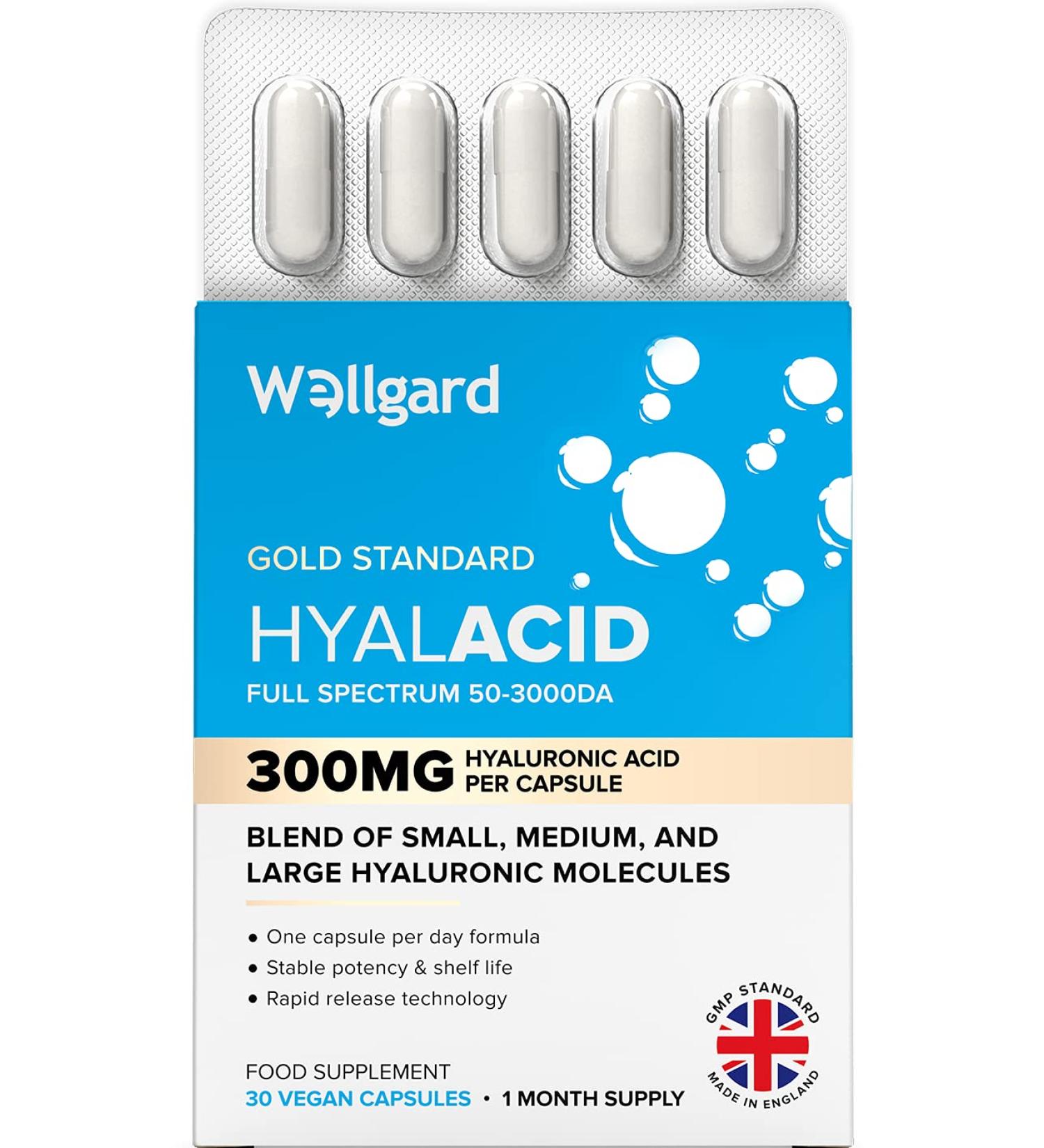 Wellgard Vegan Hyaluronic Acid Supplements | 50-3000 DA | Made in UK - Buy Online on GoSupps.com