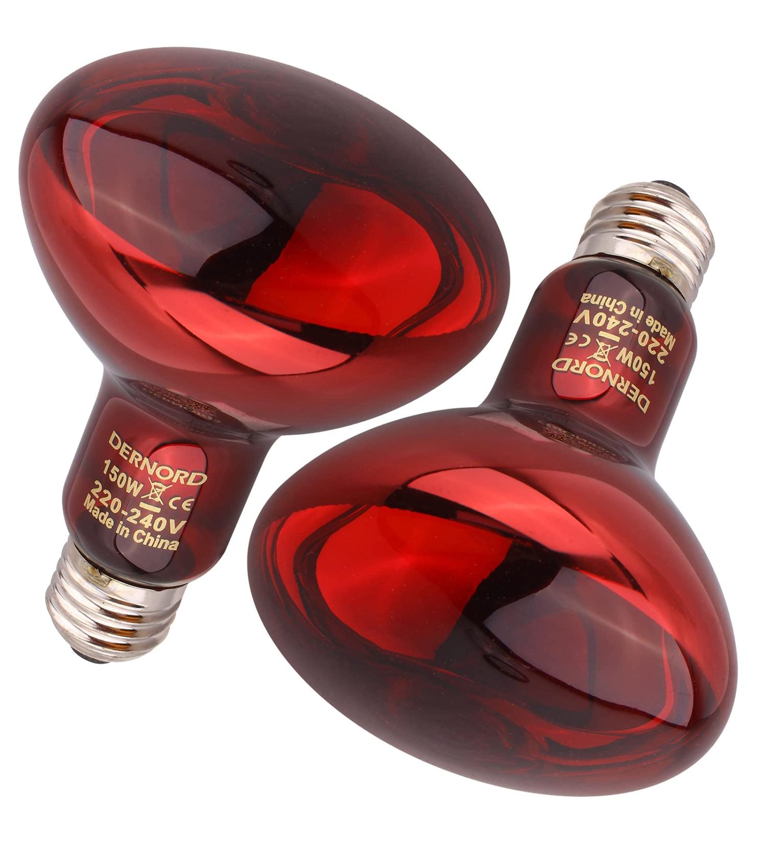 Dernord 150W Infrared Red Light Lamp for Reptiles & Terrariums - Heat Lamp for Toads Turtles Birds & Spiders | 2 Pack - Buy Online on GoSupps.com