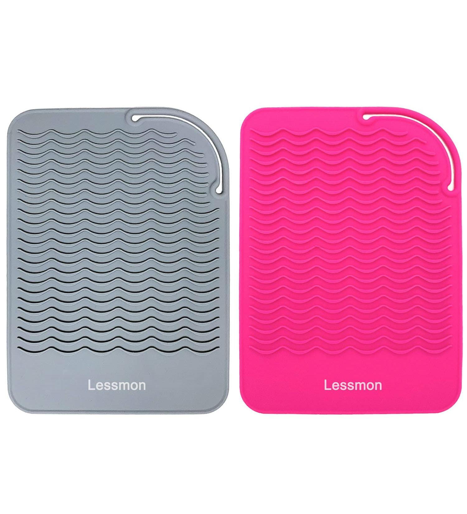 2 Packed Heat Resistant Mat for Curling Irons Hair Straightener Flat Irons and Hair Styling Tools 9" x 6.5" Gray&Pink Gray&pink Mat - Buy Online on GoSupps.com