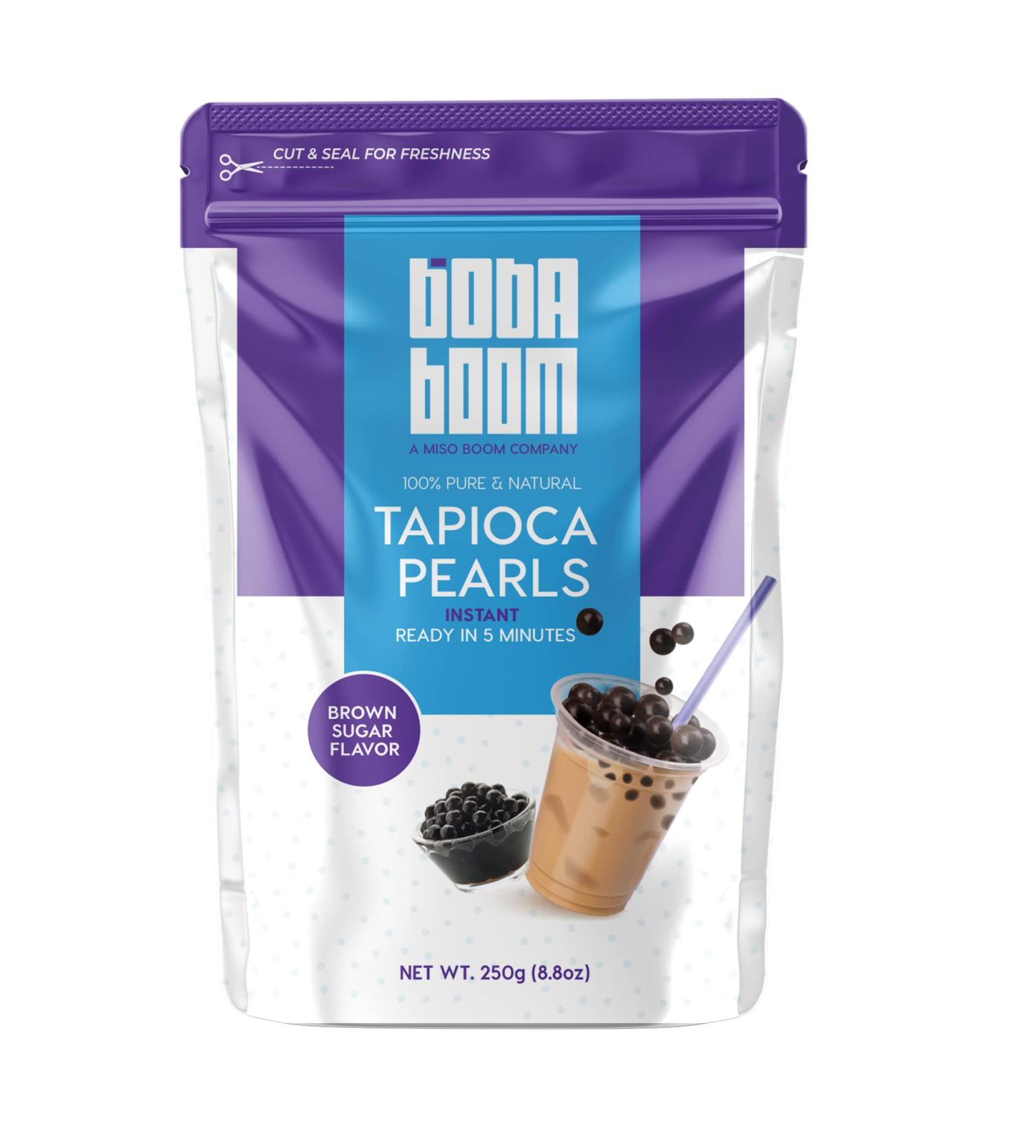 Boba Boom Black Sugar Flavor Tapioca Pearls for Bubble Tea - 8.8 oz | Large Boba Bubbles | Ready in 5 Minutes - Buy Online on GoSupps.com