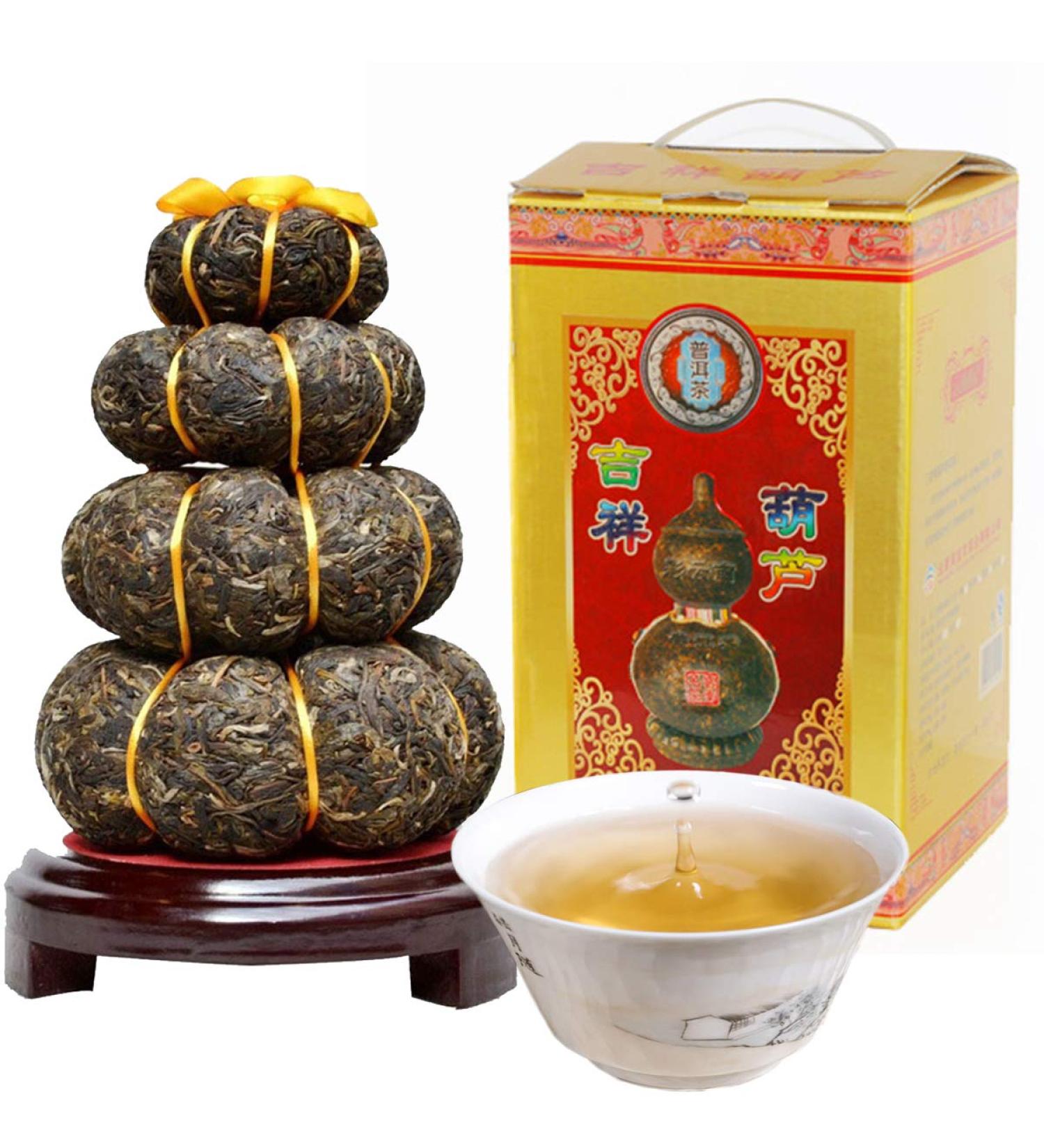 HELLOYOUNG 1000g Th Pu'er cru en forme de citrouille quatre couches du Yunnan chinois techniques traditionnelles avec une saveur intense et un go t riche Th pu-erh Pu'er Tea - Buy Online on GoSupps.com