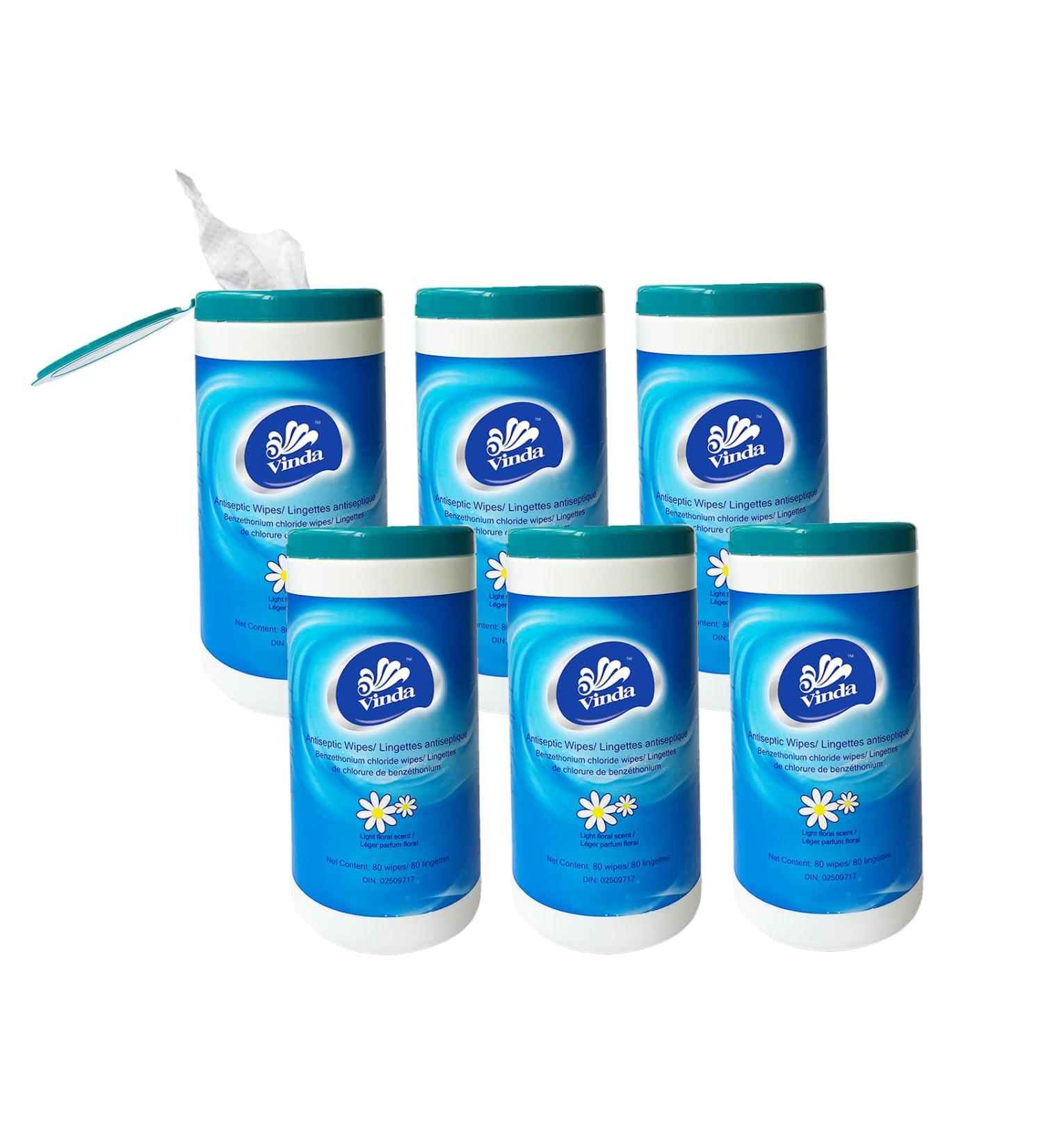 Vinda 480 Count (6 Packs) Tube Style Antiseptic Wipes Disinfectant Cleaning Sanitizing Hand Clean Wipes for Home Office Travel and Outdoor Use 80 count (Pack of 6) - Buy Online on GoSupps.com