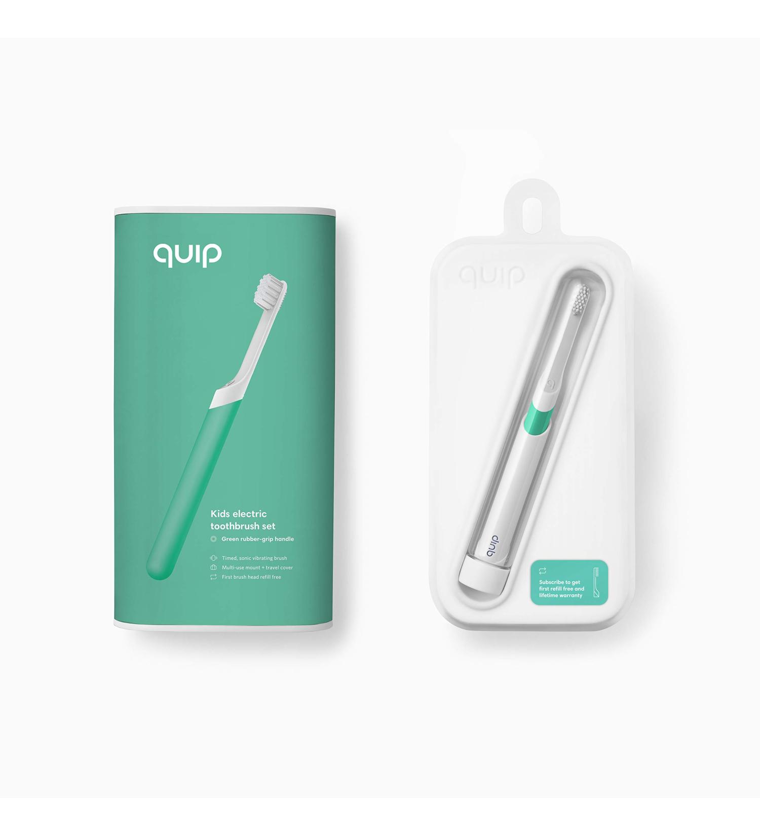 Quip Kids Electric Toothbrush Set with Multi-Use Cover - Green - Buy Online on GoSupps.com