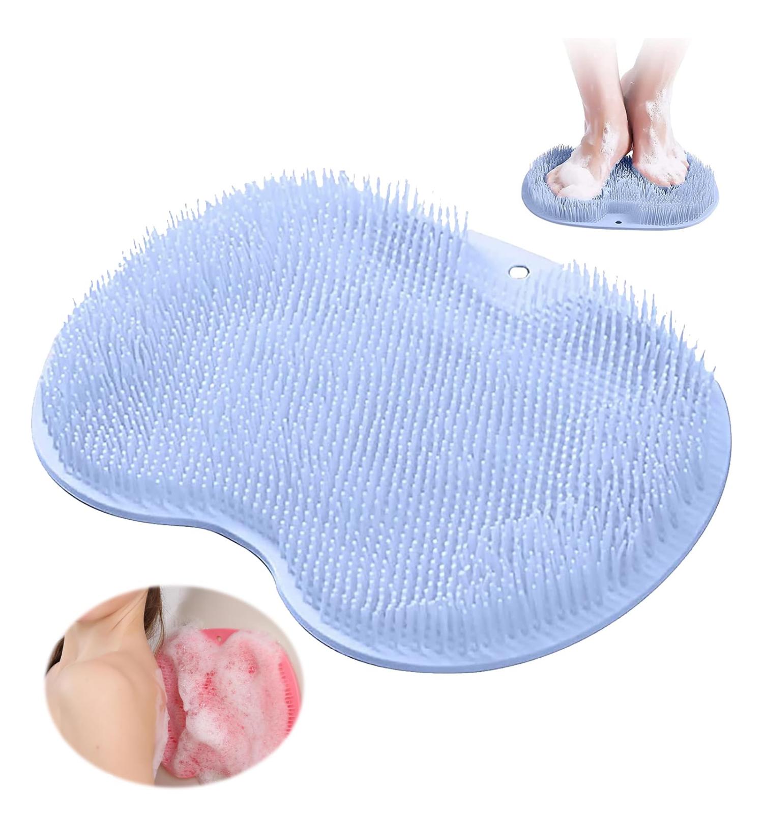 Slip-Proof Silicone Massage Pad & Back Scrubber - Relaxing Foot Brush with Suction Cup - Blue - Buy Online on GoSupps.com