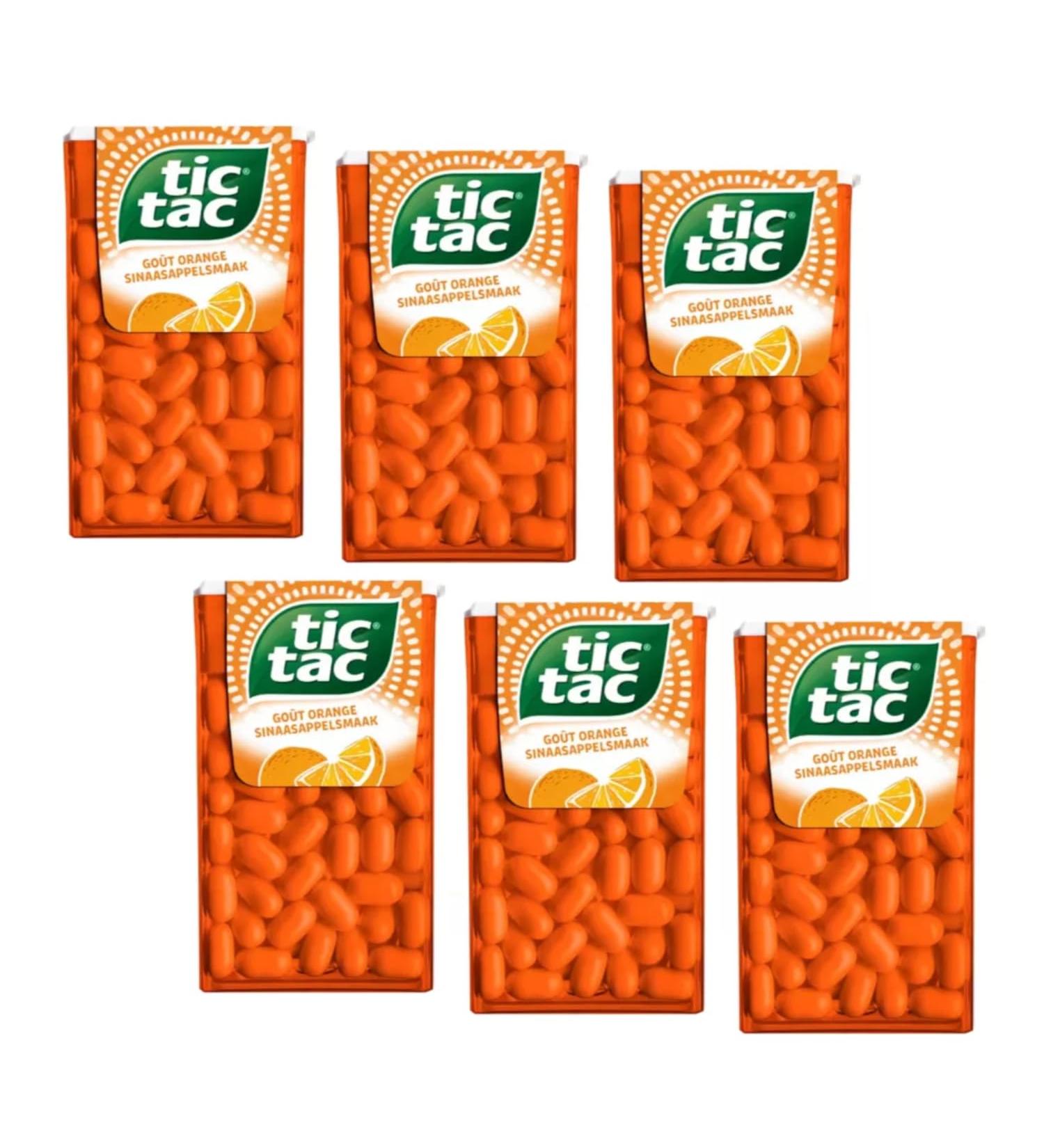 Tic Tac Tic Tac | Tic Tac Orange | Orange Dragees | Orange Flavour Candy - 6 Cases (6 x 18 Gr)
