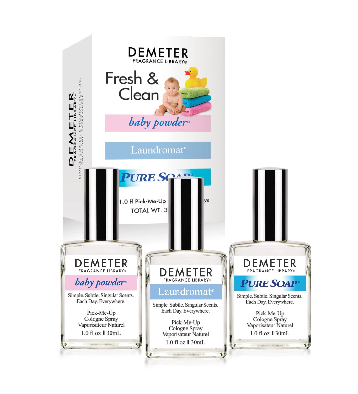 DEMETER Fresh And Clean Collection Set of 3 Unique Perfumes For Women Baby Powder Pure Soap Laundromat 1 Oz Each - Buy Online on GoSupps.com