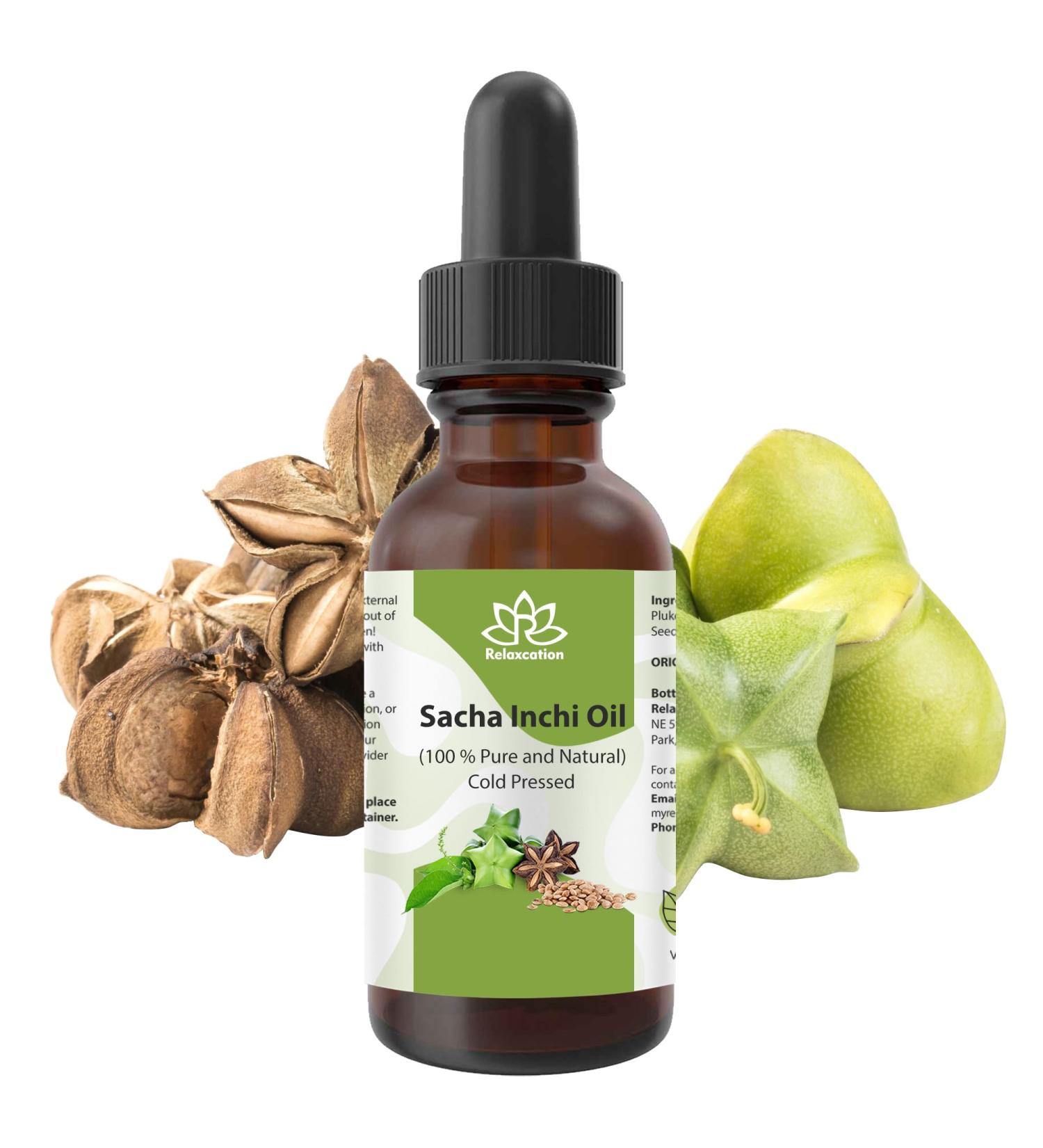 Relaxcation Cold Pressed Sacha Inchi Oil - Pure Unrefined Virgin Oil from Peru | Natural Carrier Extract for Face Hair and Body | 100% Plant-Based (4 oz) 4 Fl Oz (Pack of 1) - Buy Online on GoSupps.com